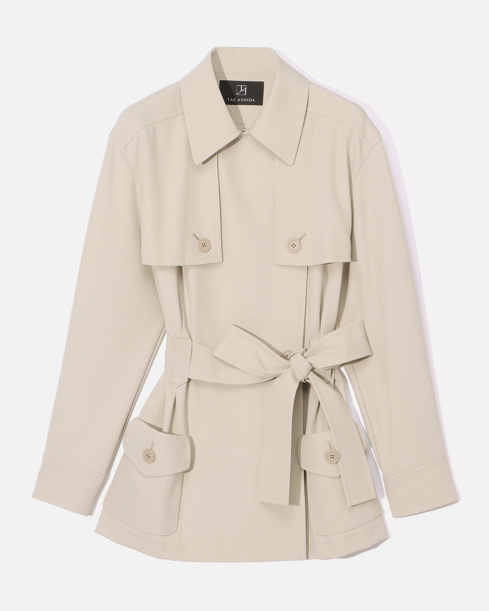 TAE ASHIDA タエアシダ　レザー切替 スタンドカラー ロングコート タエアシダ ロングコート TAE ASHIDA タエアシダ レザー切替 スタンド