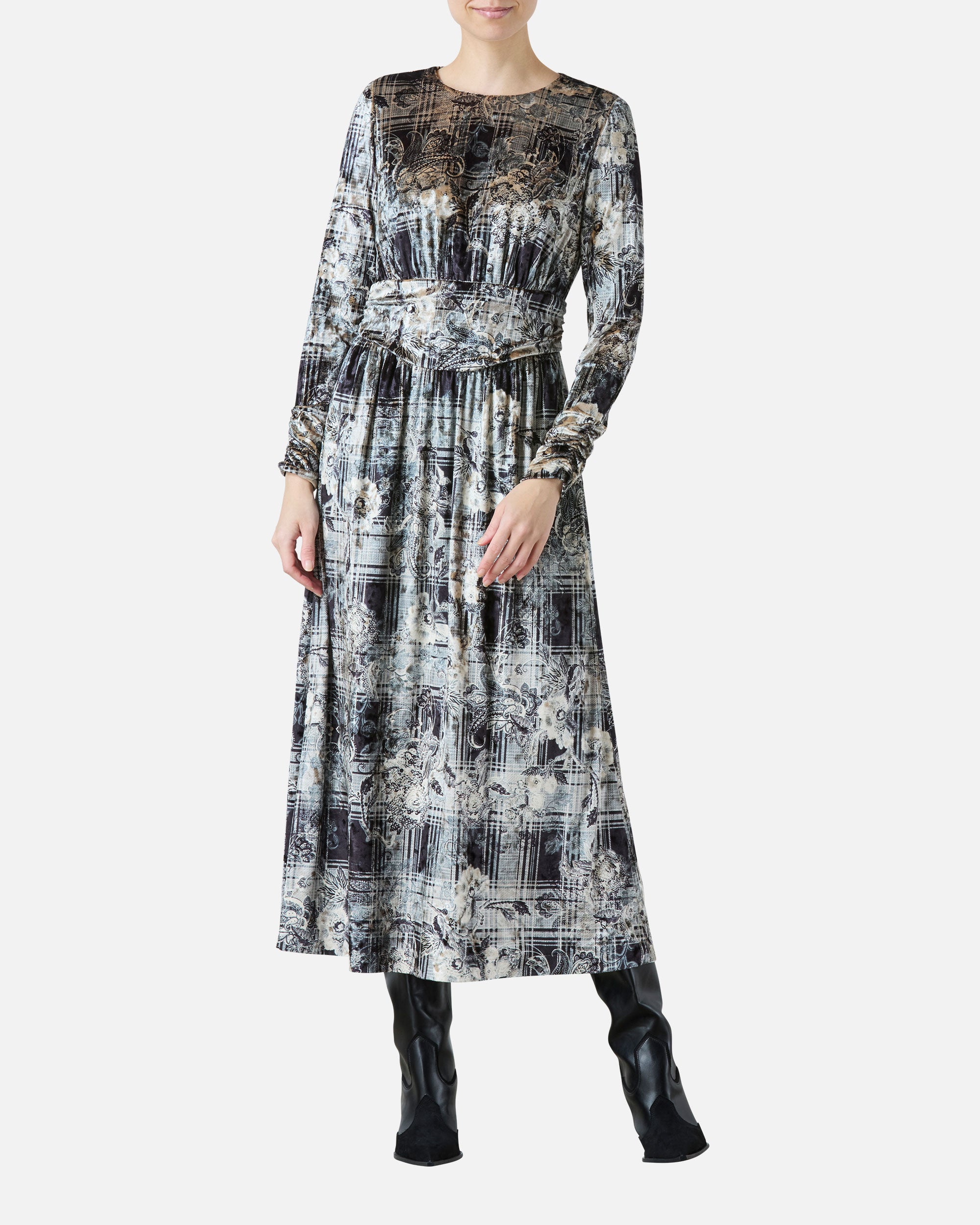 ポリエステルベロアプリントワンピース