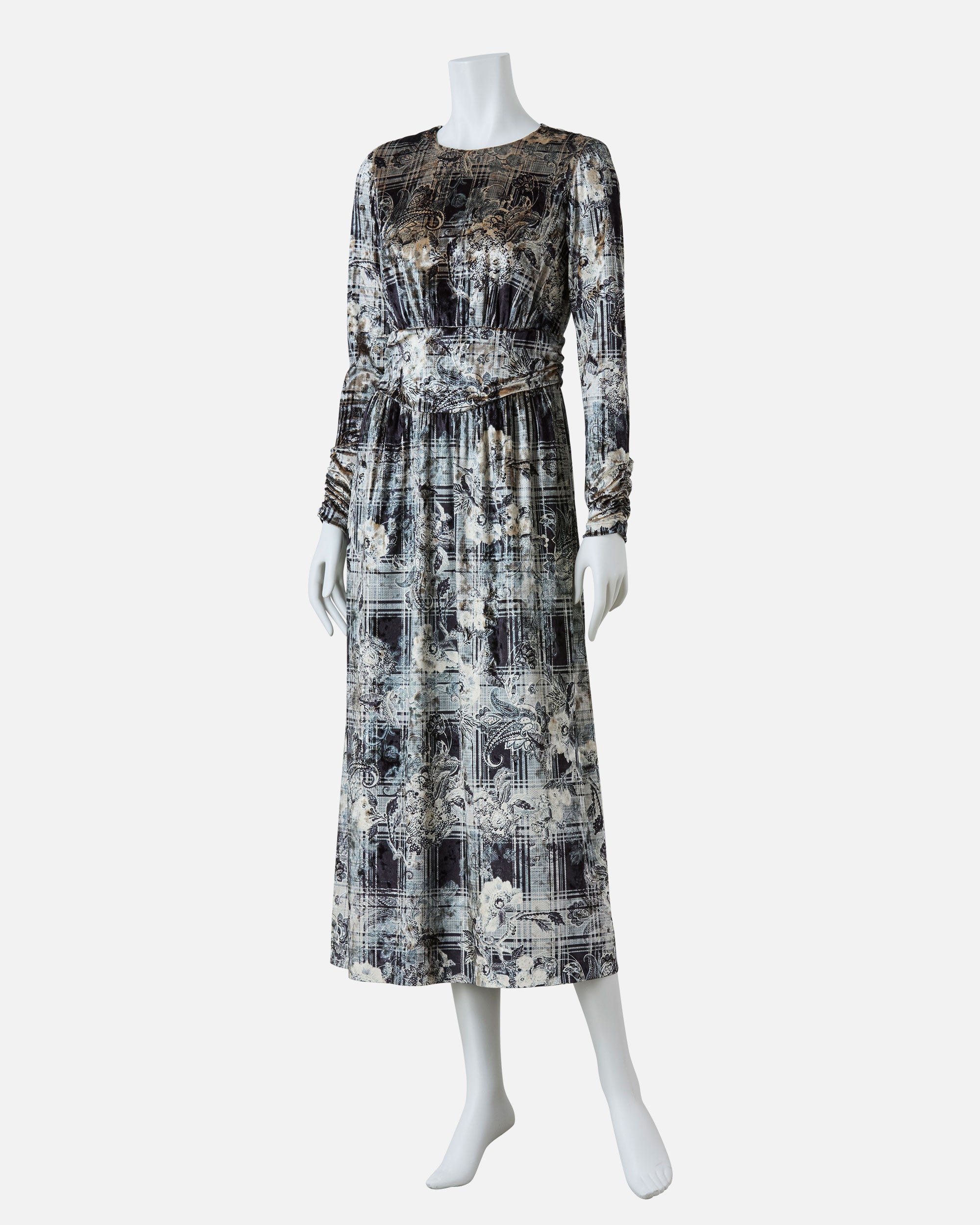 ポリエステルベロアプリントワンピース