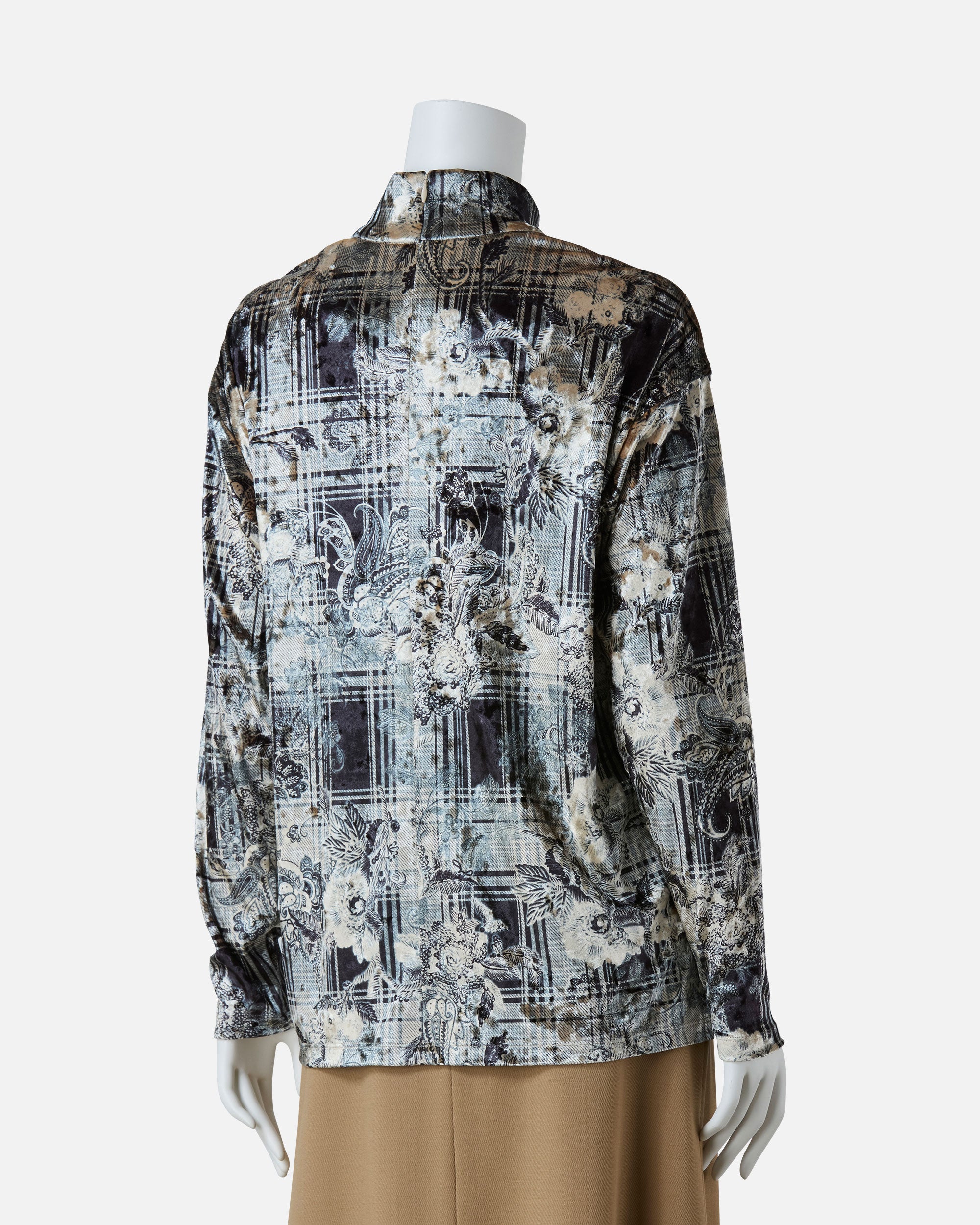 ポリエステルベロアプリントブラウス