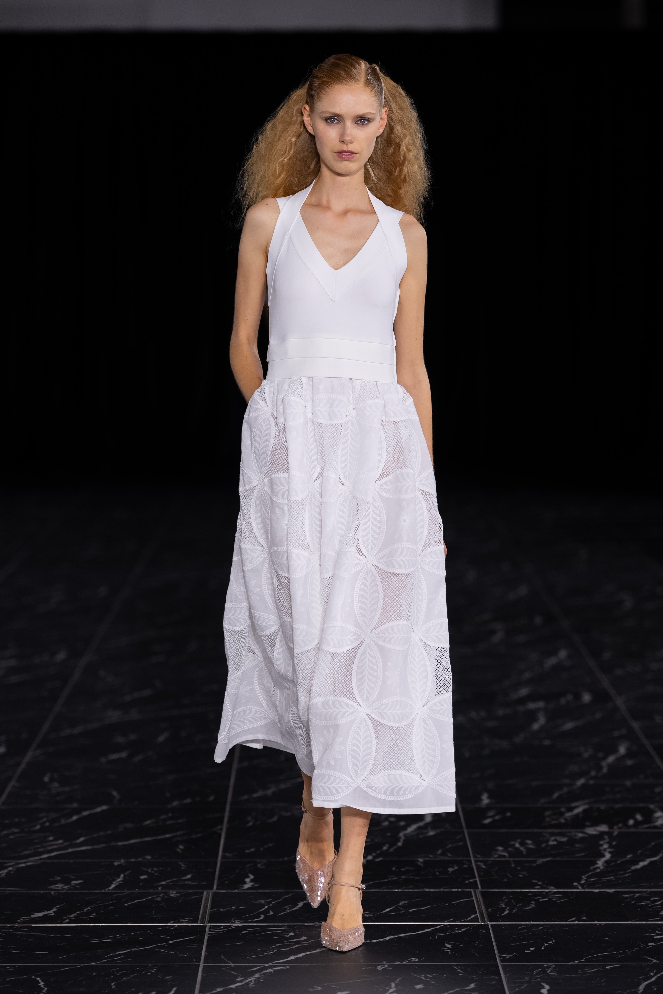 ニット×コットンローンエンブロイダリー サマードレス / Knit × Cotton Lawn Embroidery Summer Dress