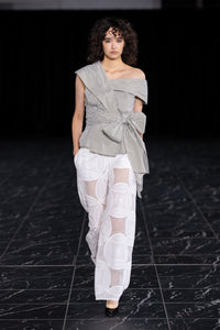 ポリエステルナイロンソフトタフタ カシュクール風ブラウス / Cache-Coeur Style Polyester Nylon Soft Taffeta Blouse