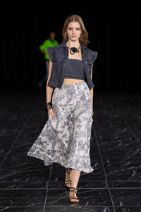 コットンポリエステルジャカード フレアスカート / Cotton Polyester Jacquard Flared Skirt