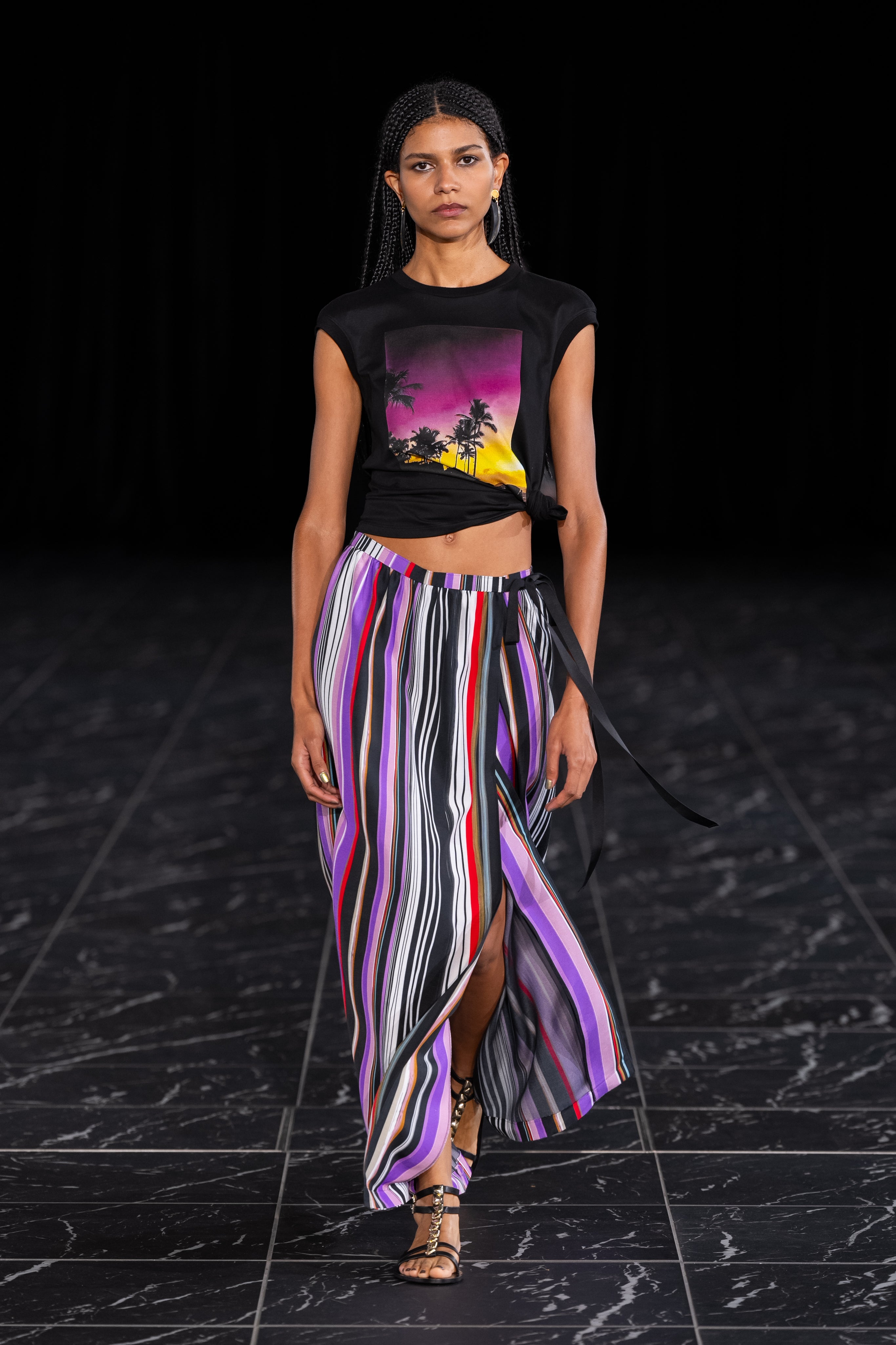 コットンジャージーxチュール プリントブラウス / Cotton Jersey Printed Blouse with Tulle