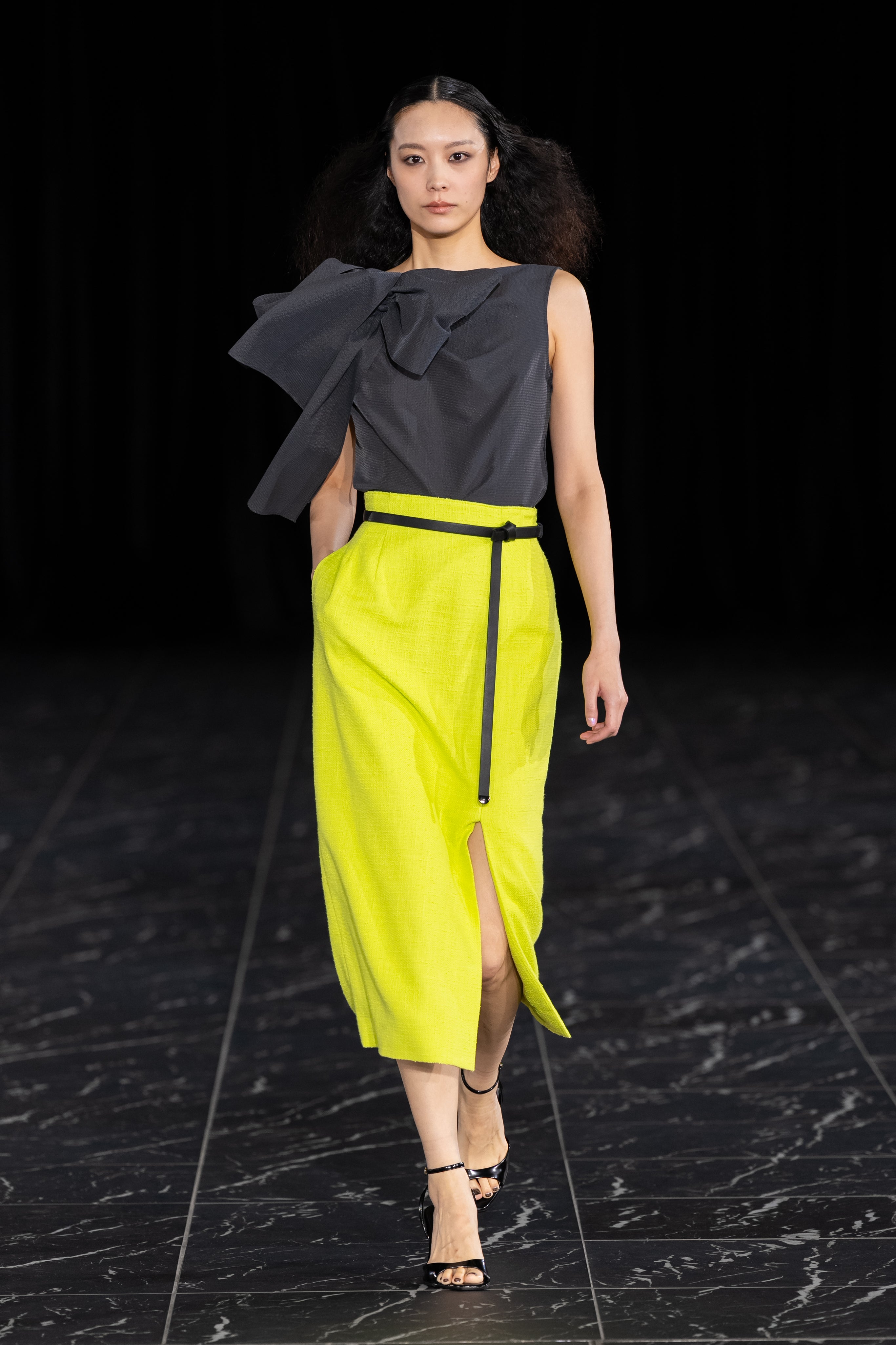ポリエステルナイロンジャカード リボン付きブラウス / Polyester Nylon Jacquard Blouse with Ribbon