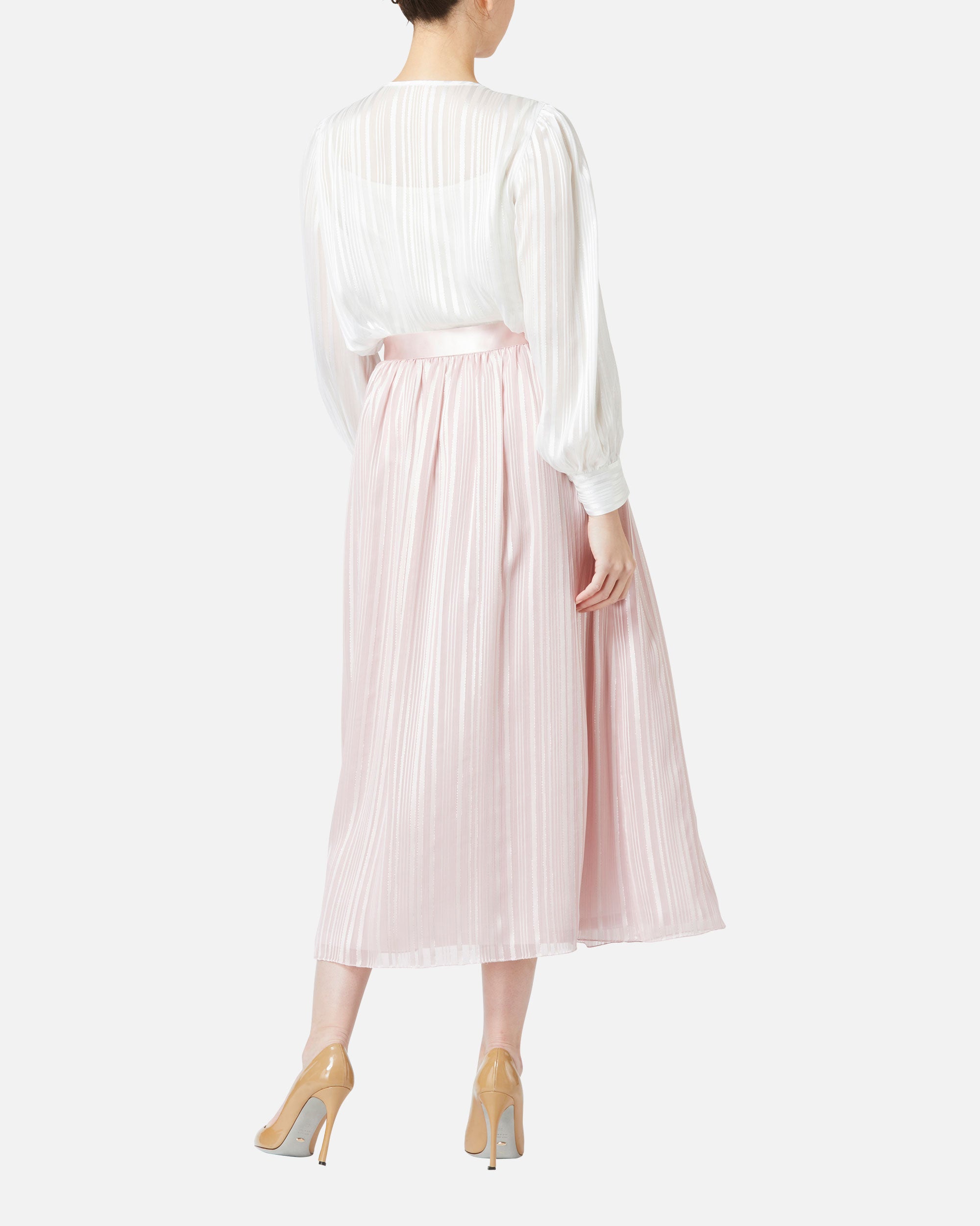 シフォンサテンストライプブラウス / Striped Chiffon Satin Blouse