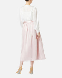 シフォンサテンストライプブラウス / Striped Chiffon Satin Blouse