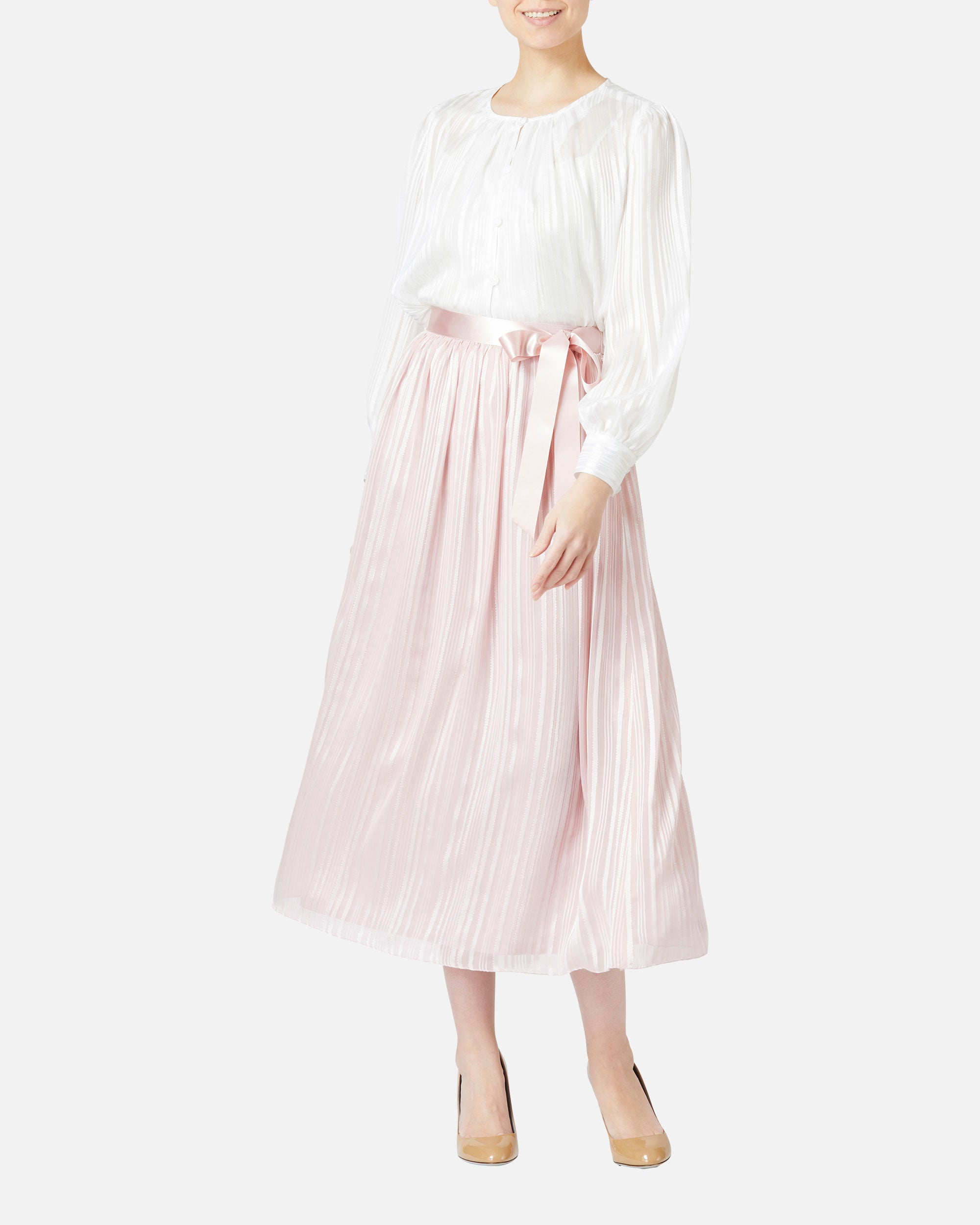 シフォンサテンギャザースカート / Gathered Chiffon Satin Skirt