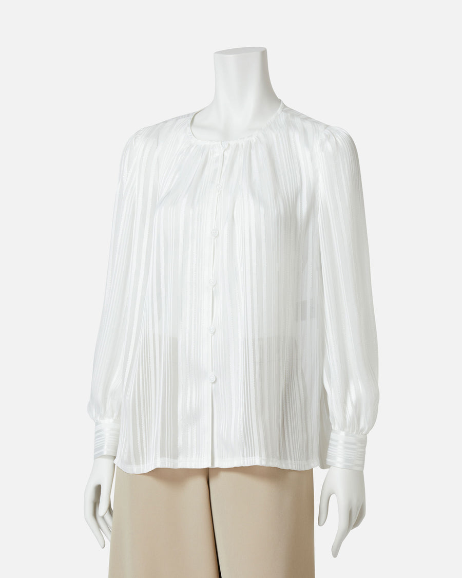 シフォンサテンストライプブラウス / Striped Chiffon Satin Blouse