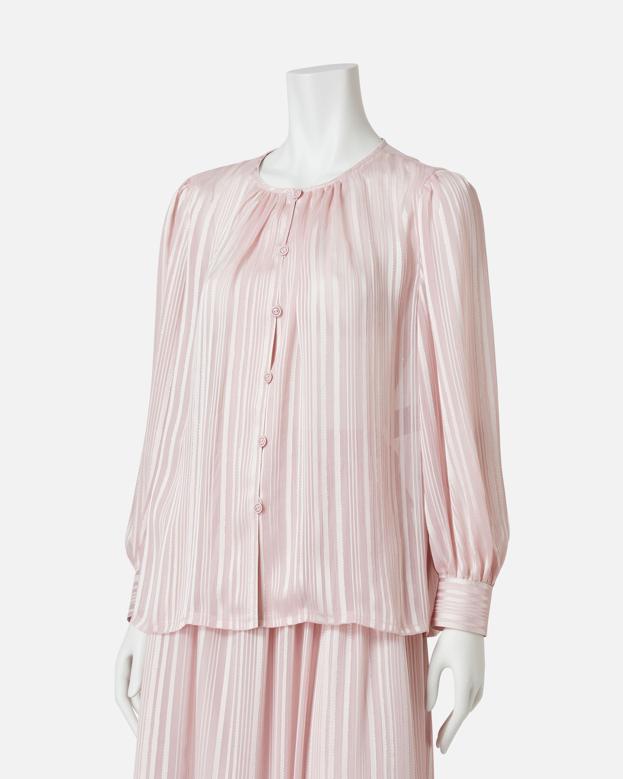 シフォンサテンストライプブラウス / Striped Chiffon Satin Blouse