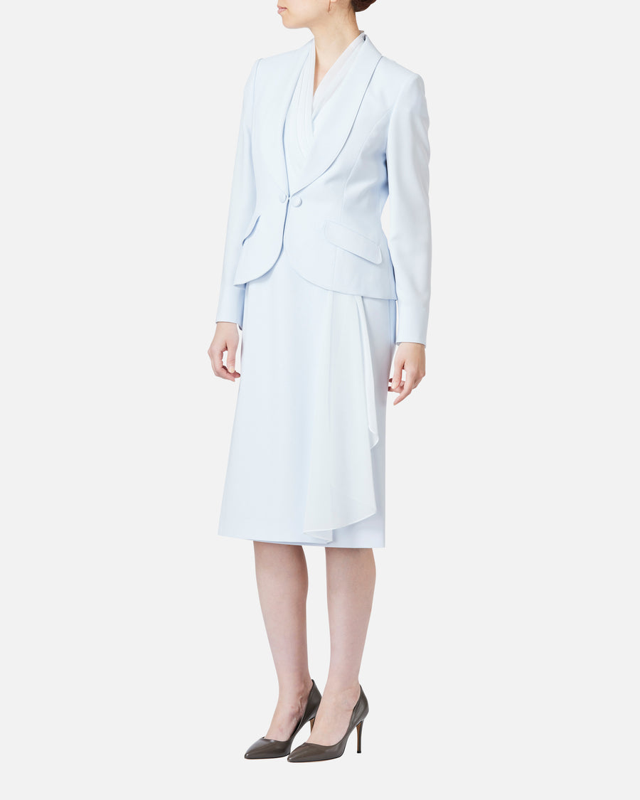 シフォン付カシュクールワンピース / Cache-Coeur Dress with Drape Chiffon Collar