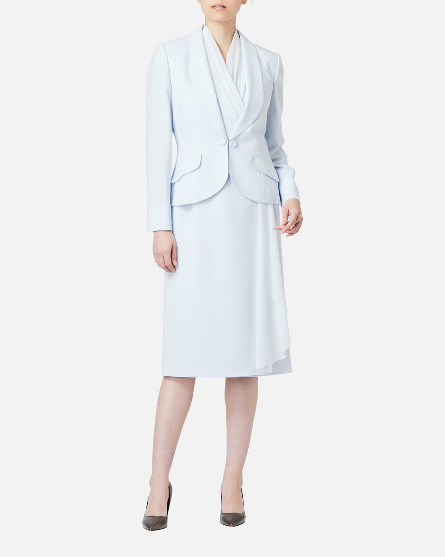 シフォン付カシュクールワンピース / Cache-Coeur Dress with Drape Chiffon Collar