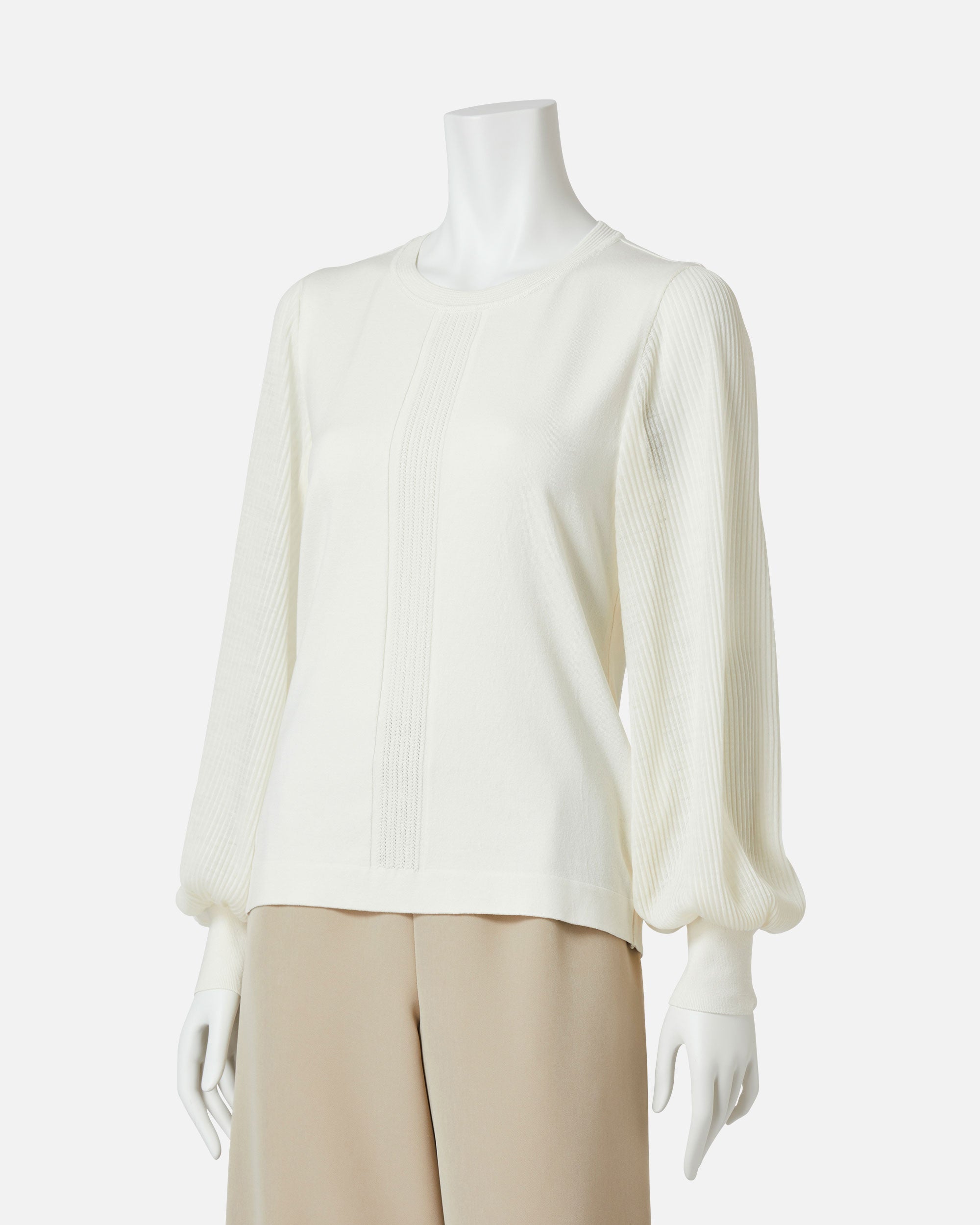 プリーツ袖ニットプルオーバー / Pleated Sleeve Knit Pullover