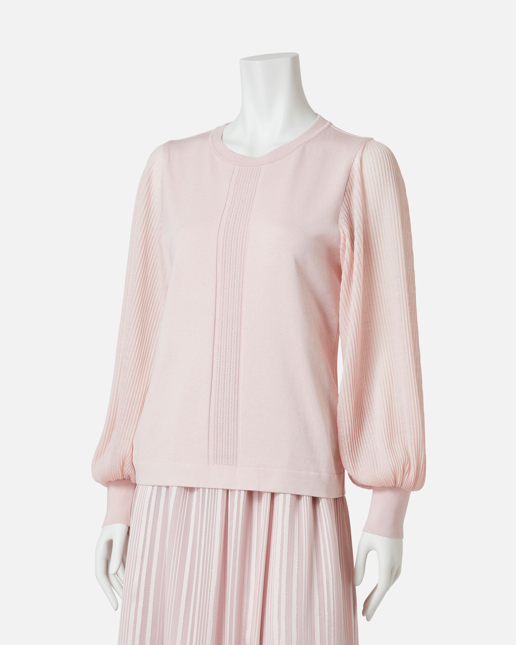 プリーツ袖ニットプルオーバー / Pleated Sleeve Knit Pullover