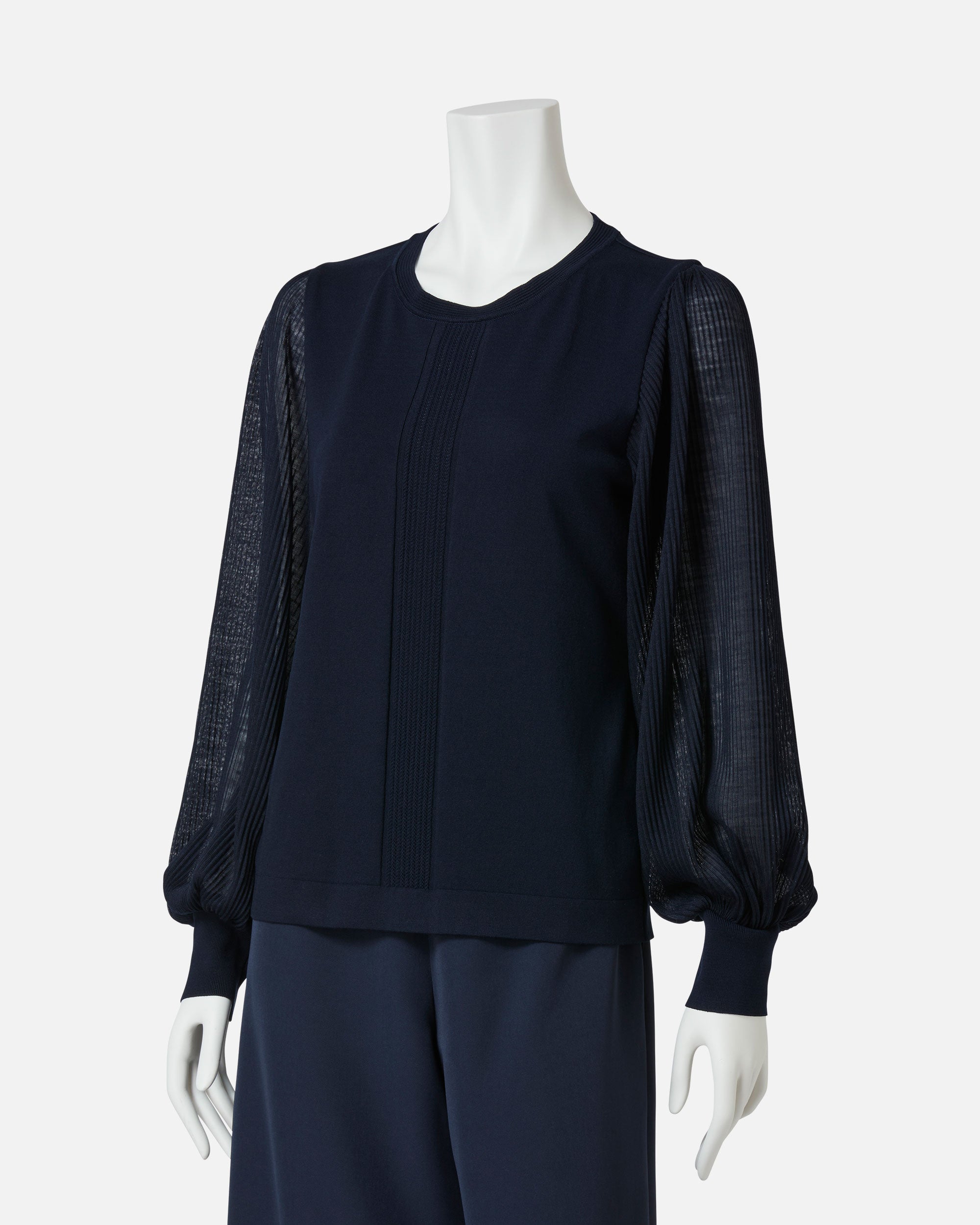 プリーツ袖ニットプルオーバー / Pleated Sleeve Knit Pullover
