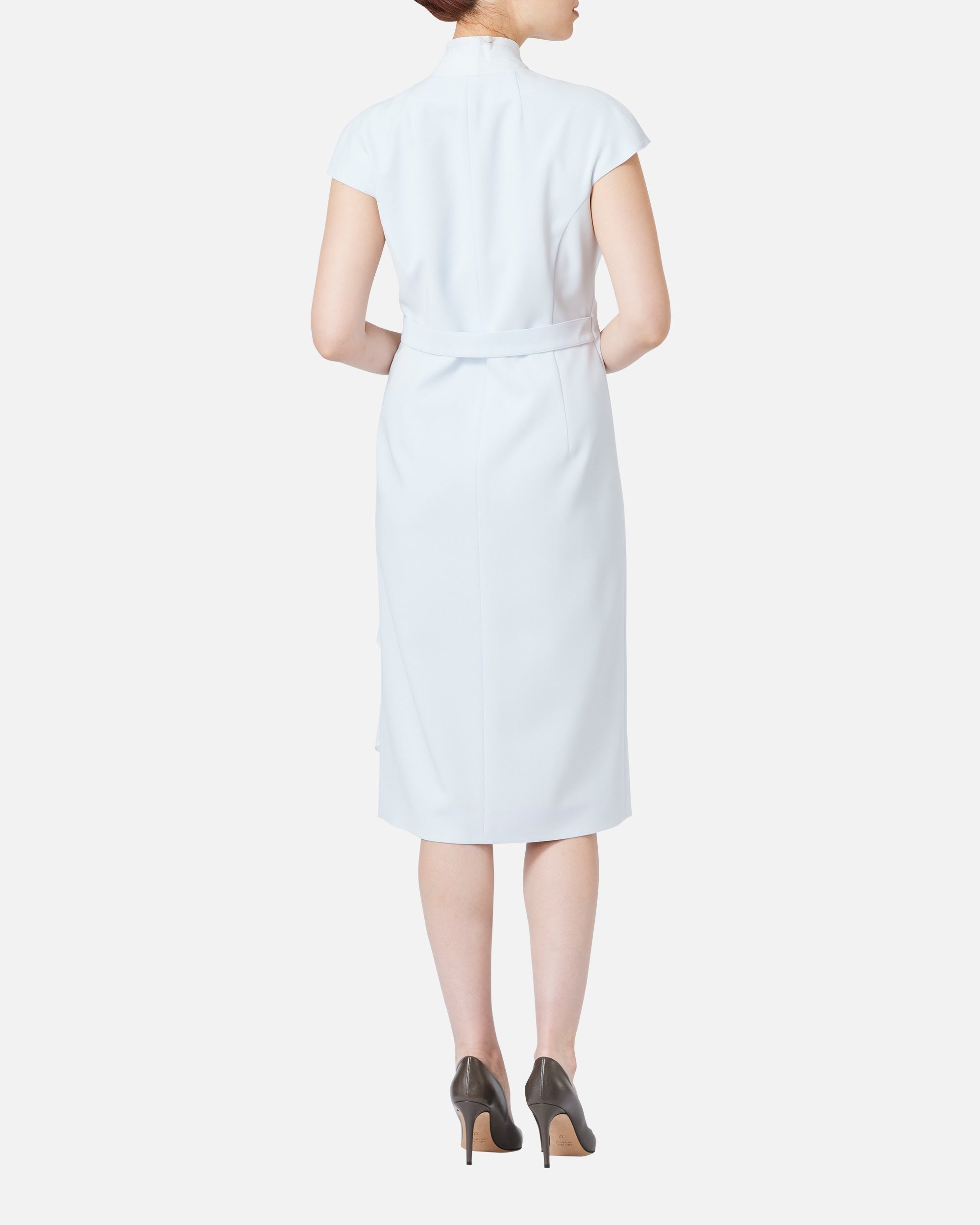 シフォン付カシュクールワンピース / Cache-Coeur Dress with Drape Chiffon Collar