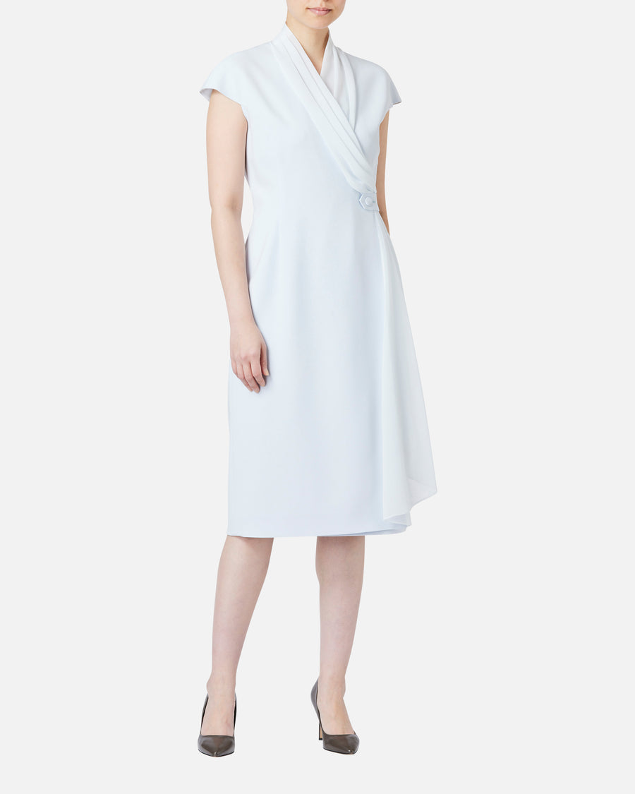 シフォン付カシュクールワンピース / Cache-Coeur Dress with Drape Chiffon Collar