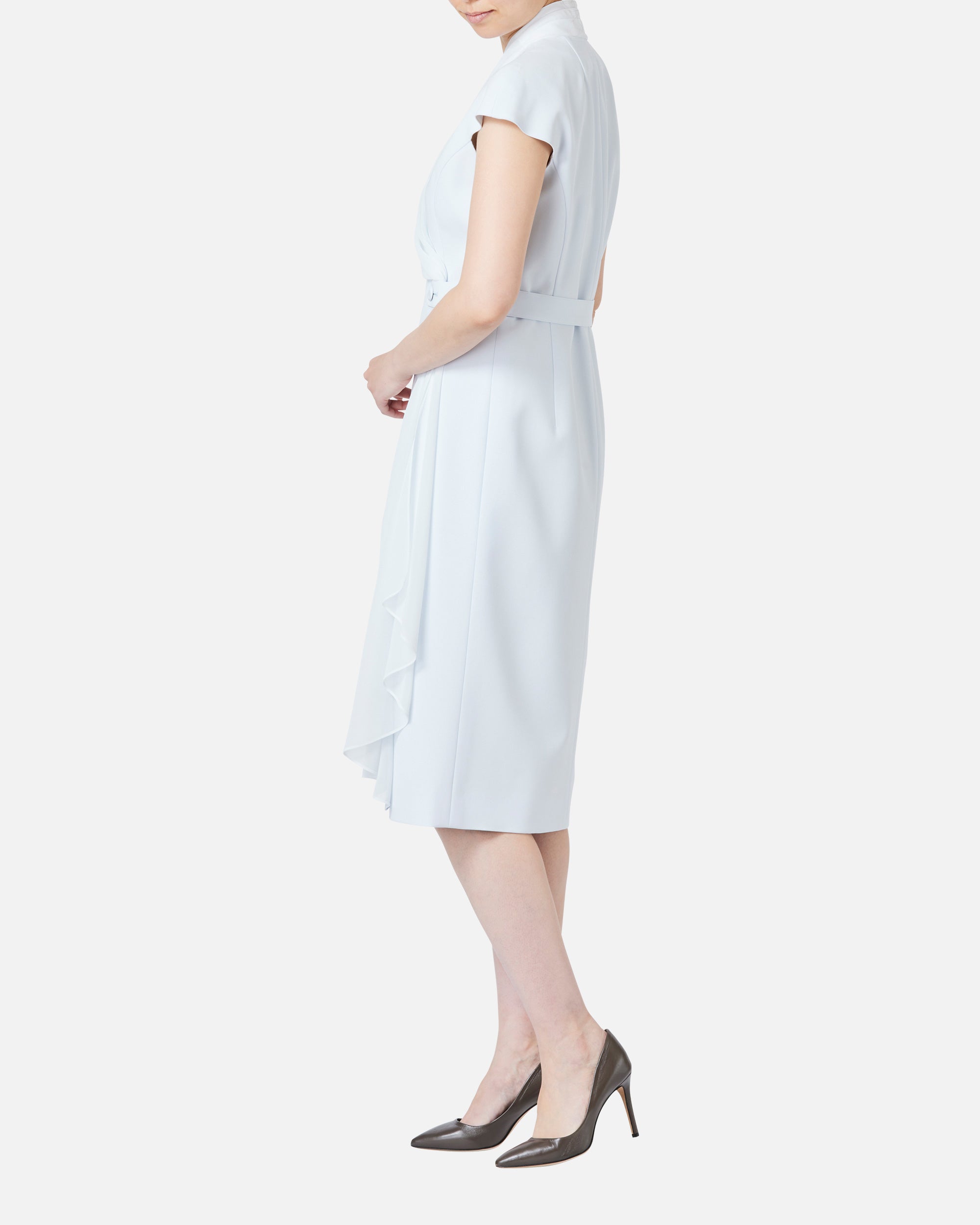 シフォン付カシュクールワンピース / Cache-Coeur Dress with Drape Chiffon Collar
