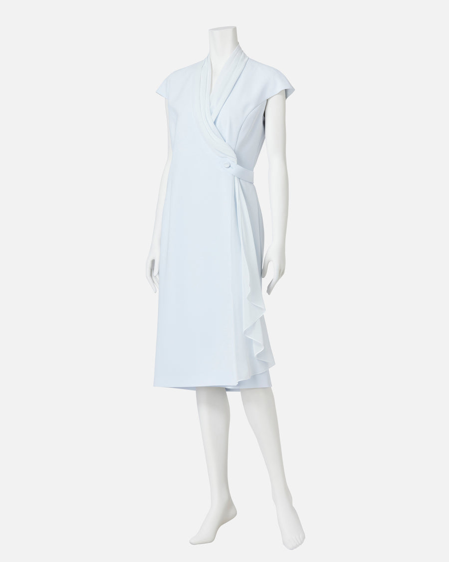 シフォン付カシュクールワンピース / Cache-Coeur Dress with Drape Chiffon Collar