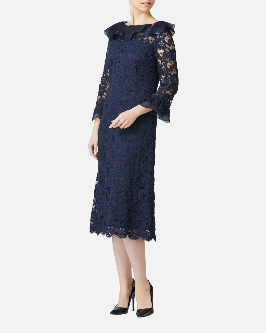 フリル×レースワンピース / Lace Dress with Flounced Organdie