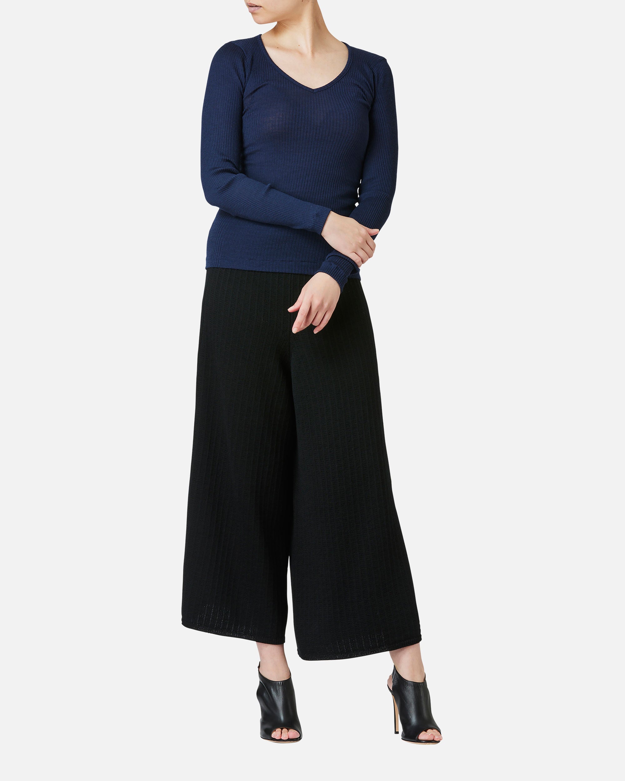 ウールシルクジャージーVネックプルオーバー / Silk Blended Wool Jersey V-Neck Pullover
