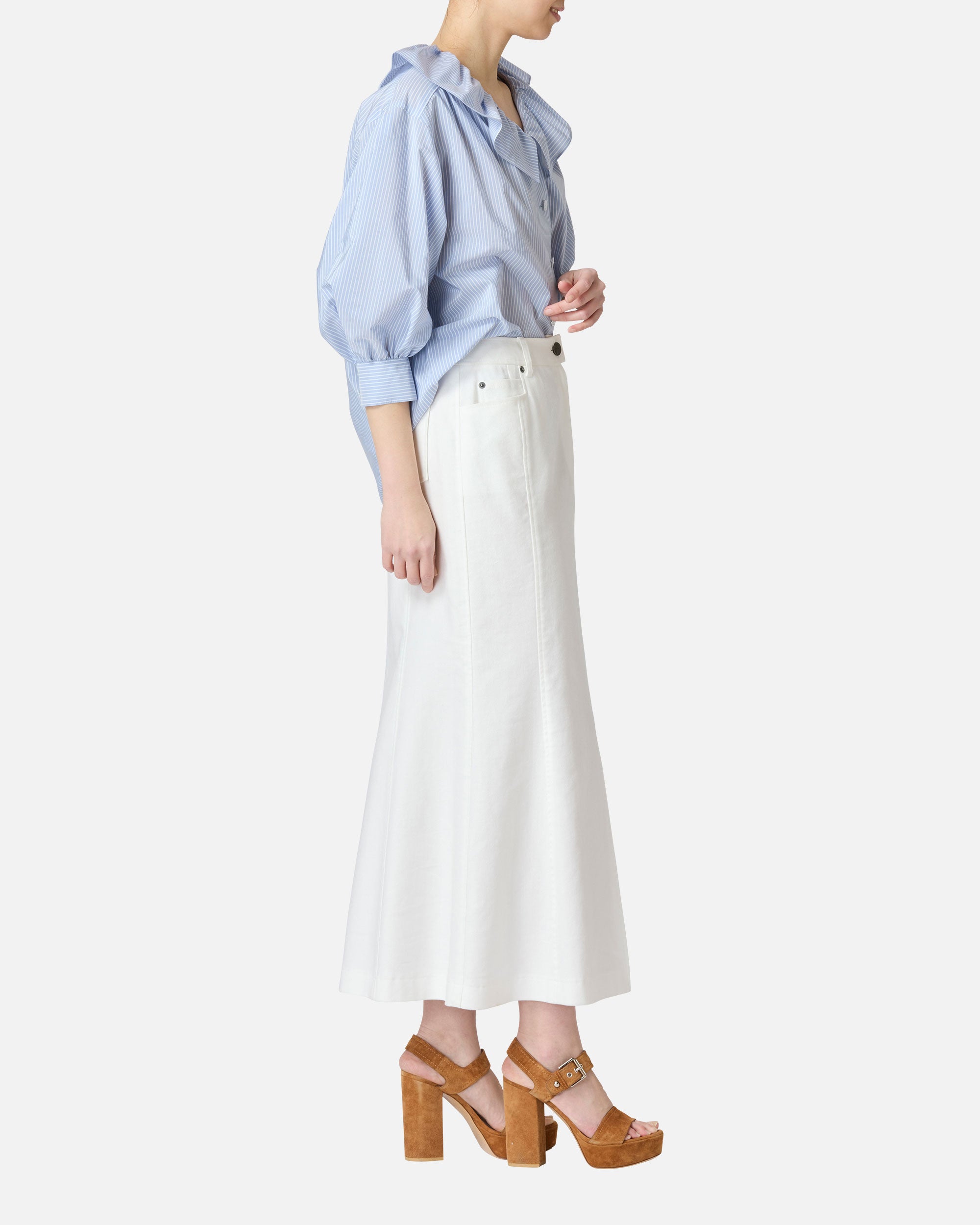コットンレーヨンツイル ロングスカート / Cotton Rayon Twill Long Skirt