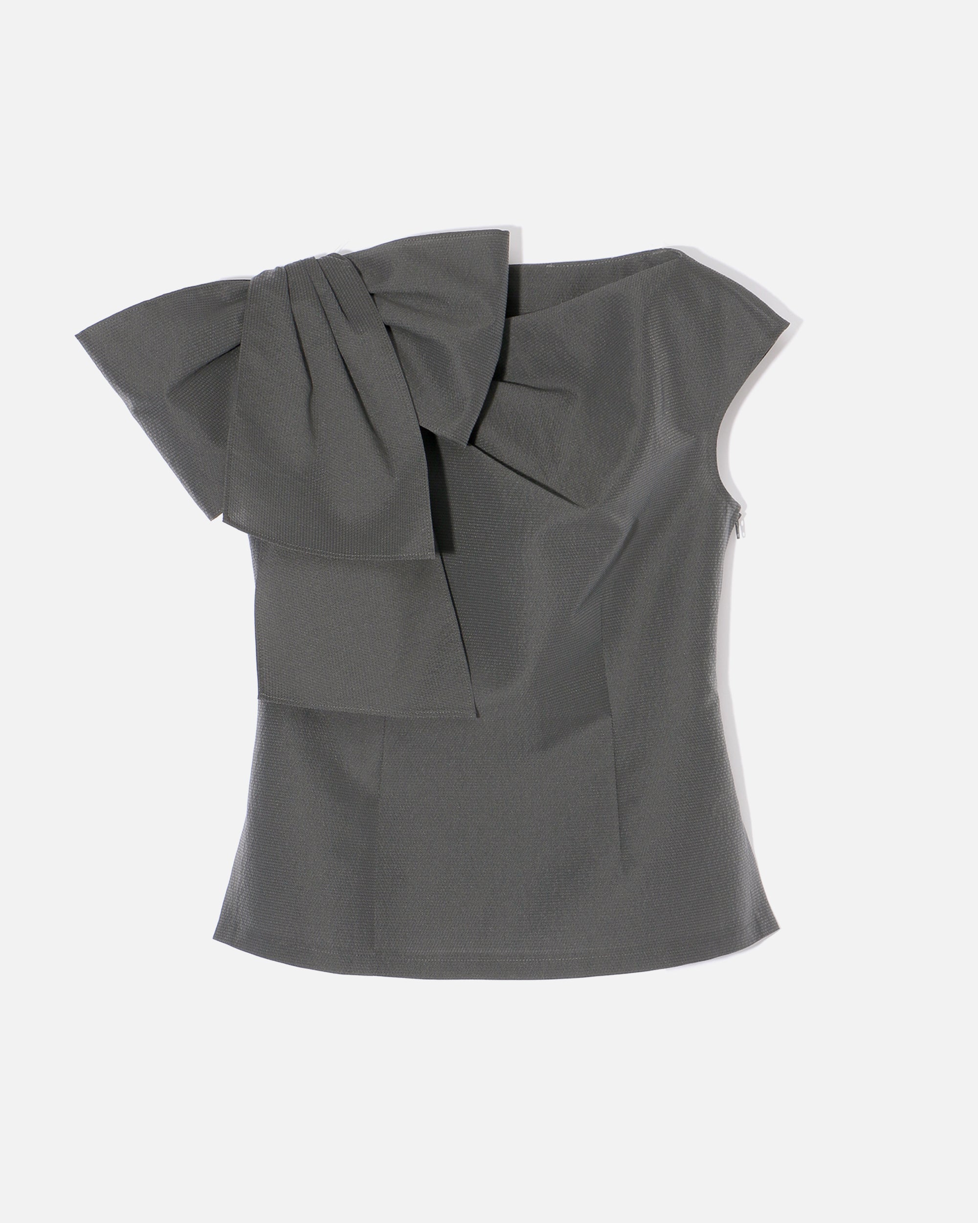 ポリエステルナイロンジャカード リボン付きブラウス / Polyester Nylon Jacquard Blouse with Ribbon