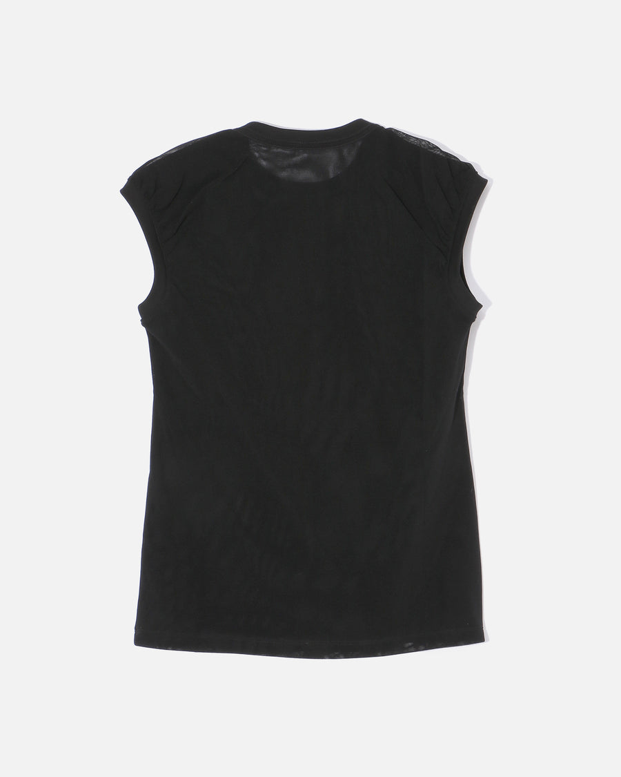 コットンジャージーxチュール プリントブラウス / Cotton Jersey Printed Blouse with Tulle