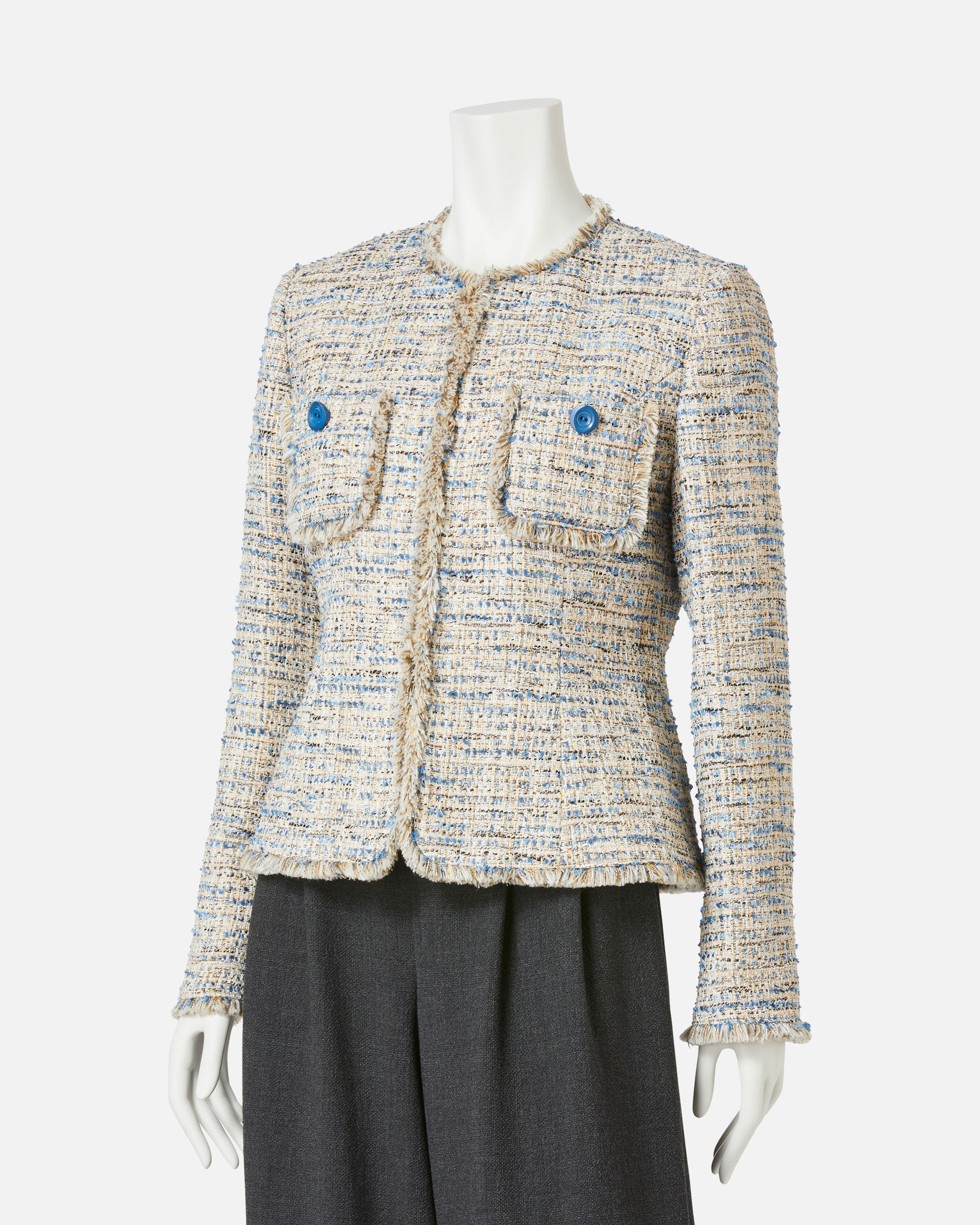 ストレッチサマーツィードノーカラージャケット / Stretch Summer Tweed Collarless Jacket