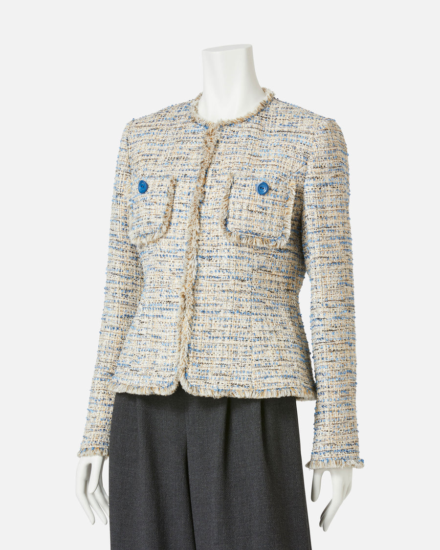 ストレッチサマーツィードノーカラージャケット / Stretch Summer Tweed Collarless Jacket