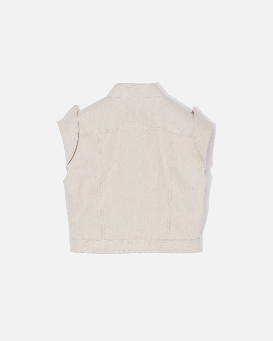 リネンレーヨンツイル ノースリーブジャケット / Sleeveless Linen Rayon Twill Jacket