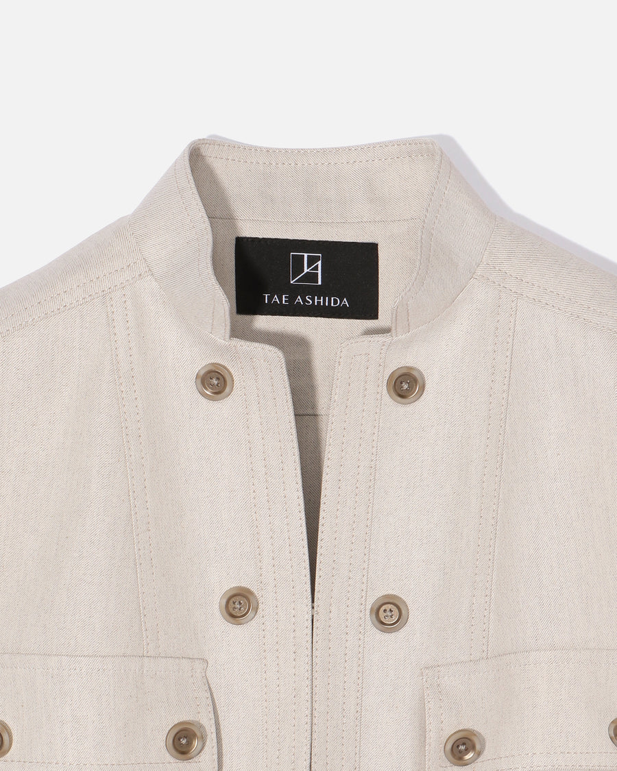 リネンレーヨンツイル ノースリーブジャケット / Sleeveless Linen Rayon Twill Jacket