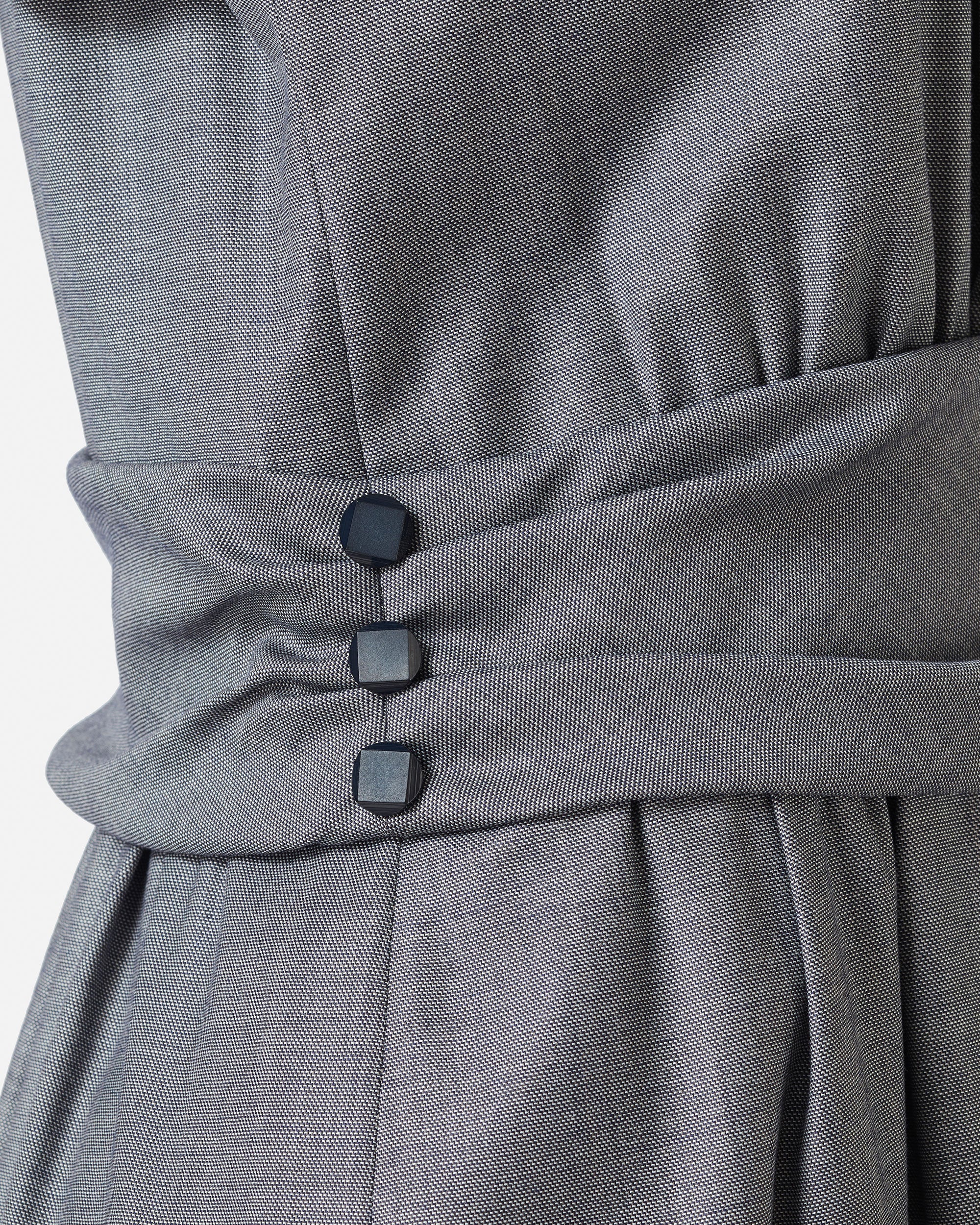 ストレッチシャンブレーラップ風ワンピース / Stretch Chambray Wrap Style Dress