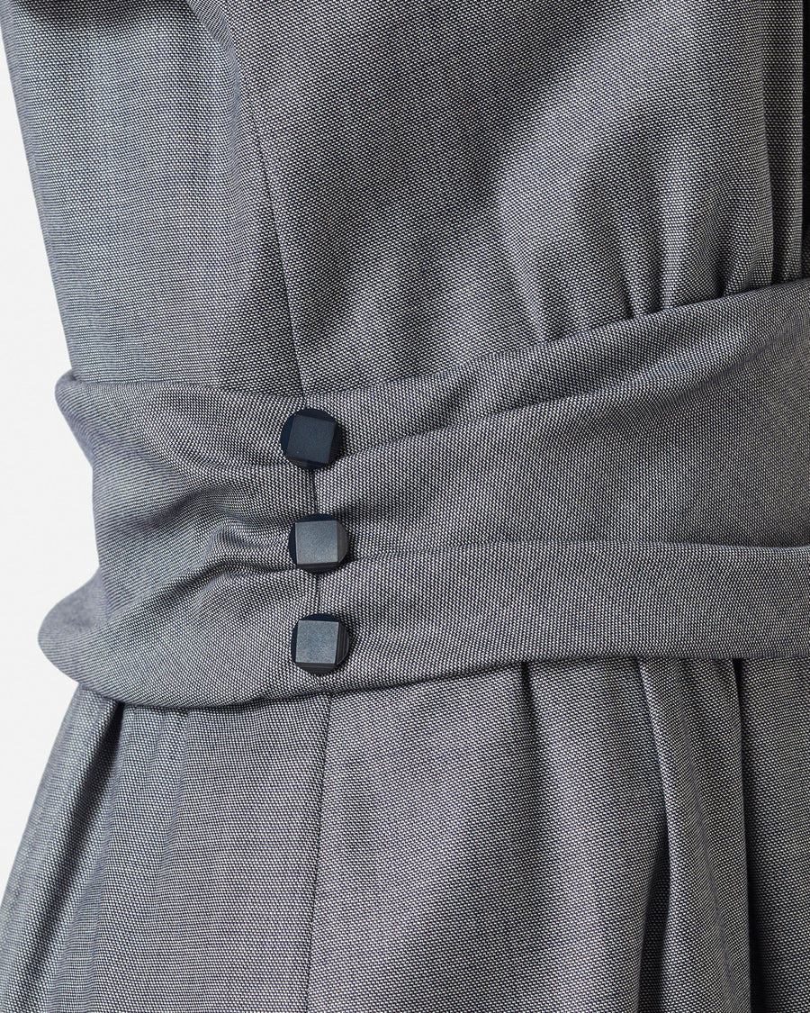 ストレッチシャンブレーラップ風ワンピース / Stretch Chambray Wrap Style Dress