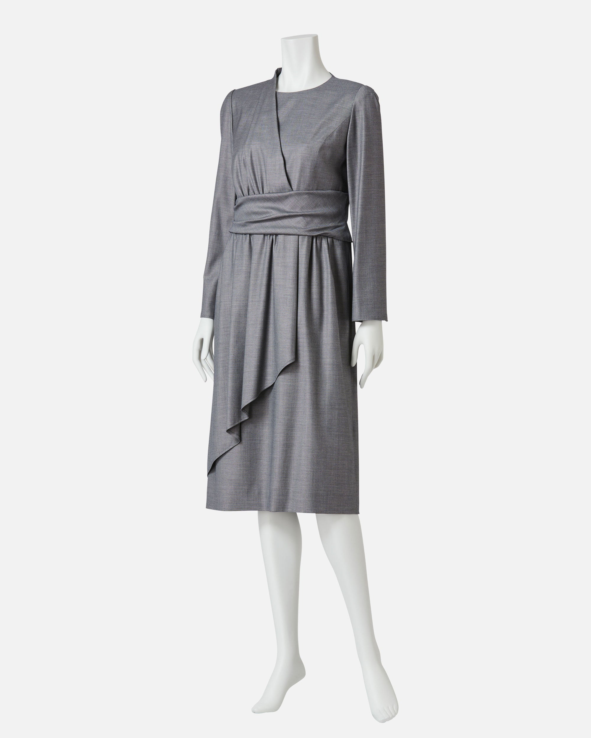 ストレッチシャンブレーラップ風ワンピース / Stretch Chambray Wrap Style Dress