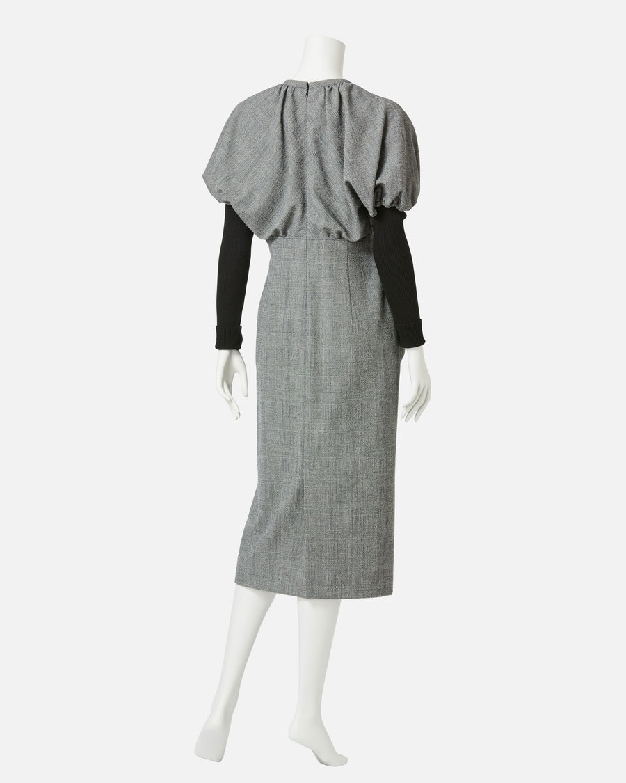 パフ×ニットスリーブワンピース / Puff × Knitted Sleeve Dress