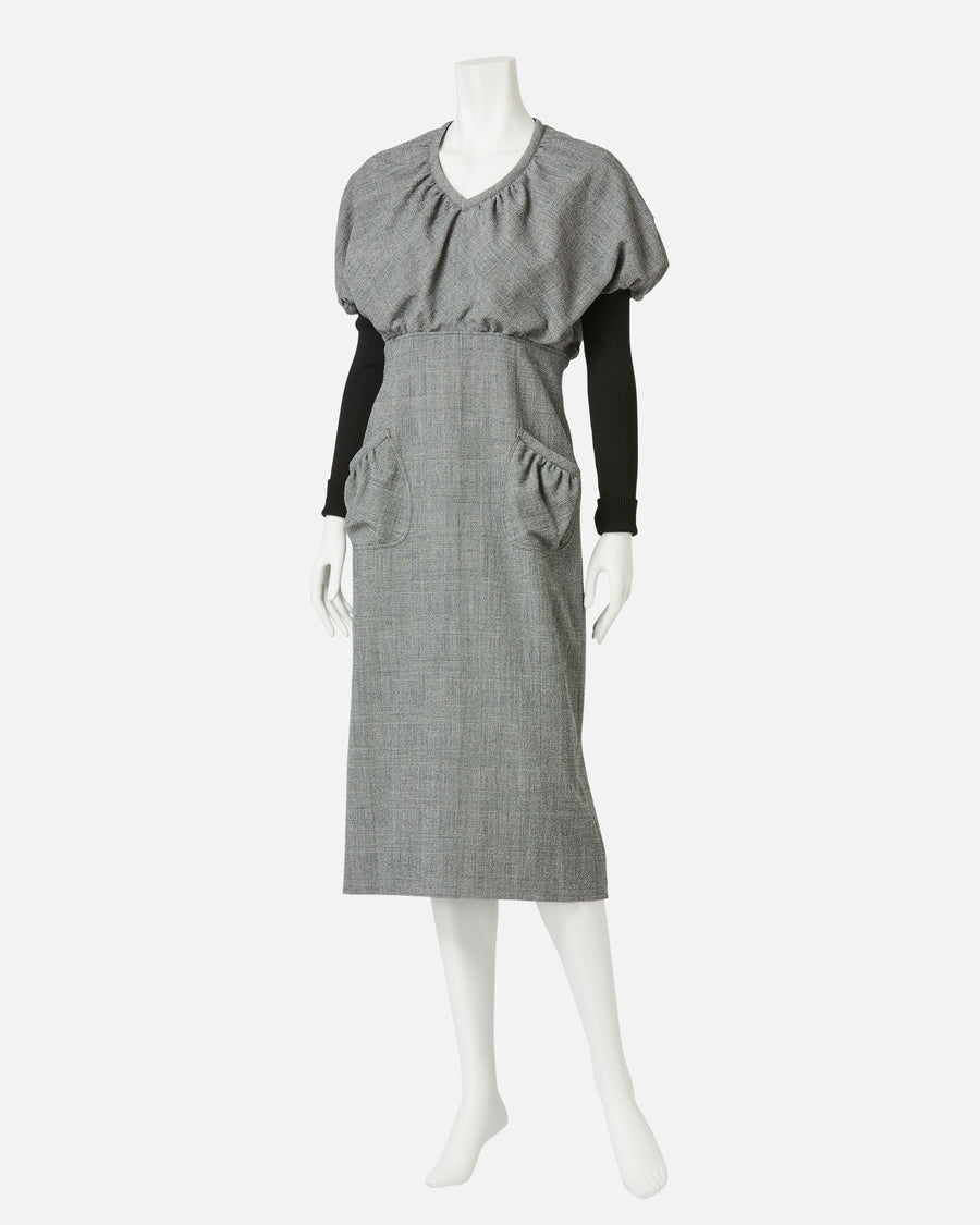 パフ×ニットスリーブワンピース / Puff × Knitted Sleeve Dress
