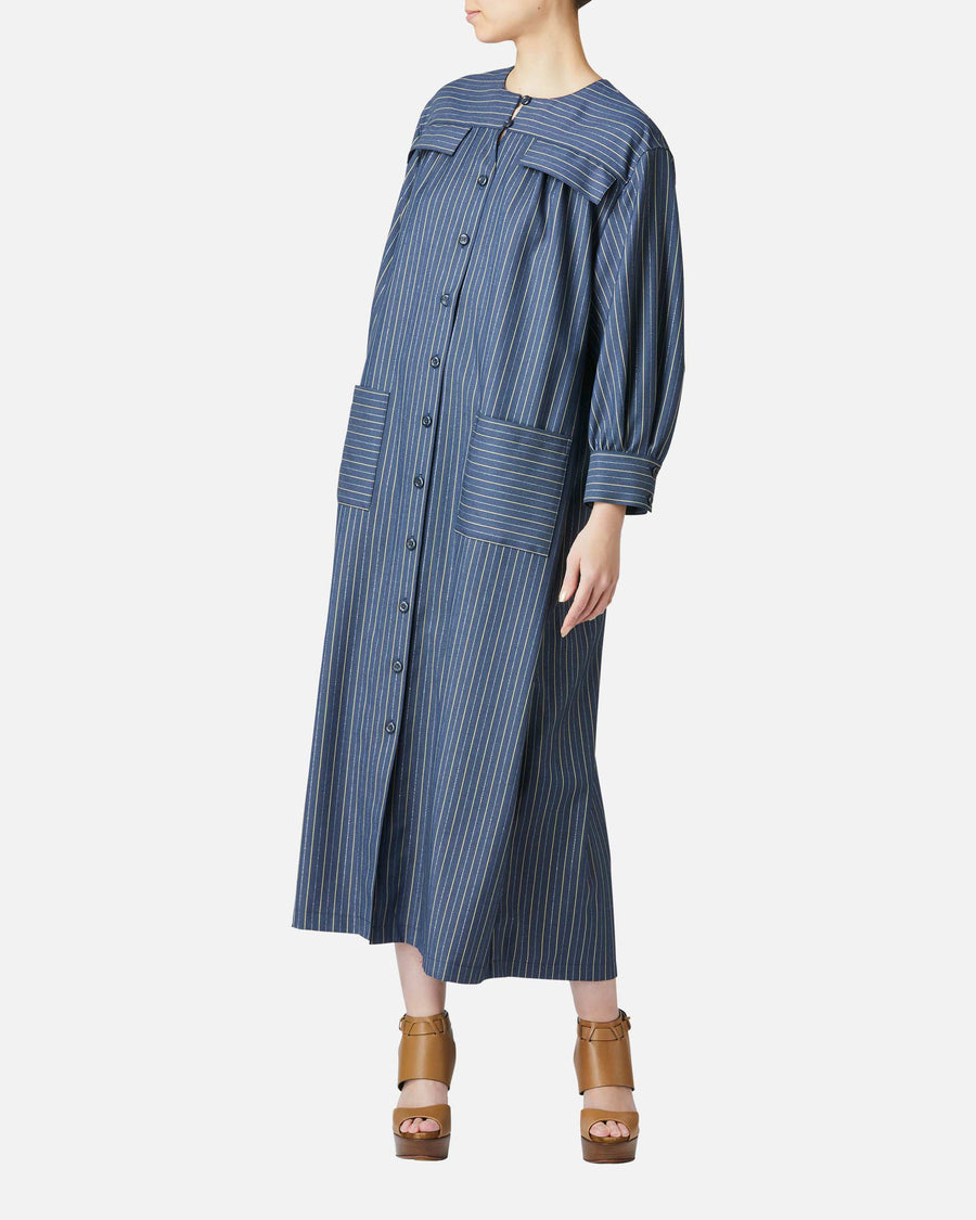 ストレッチツイルストライプワンピース / Striped Stretch Twill Dress