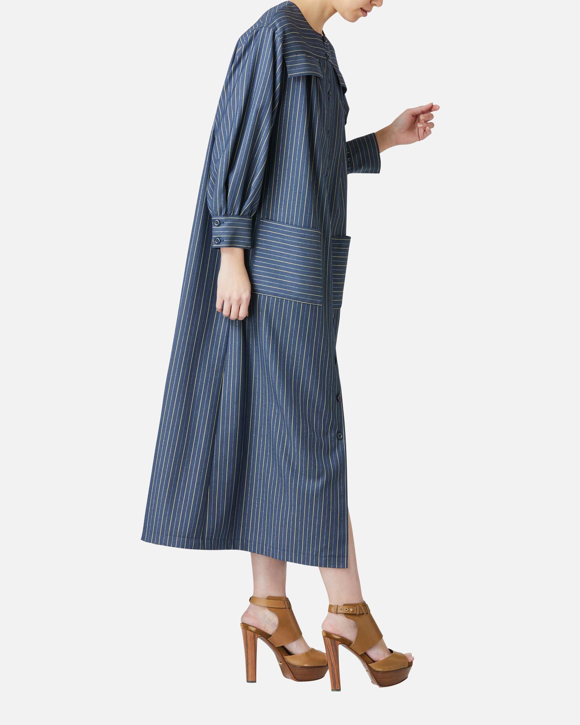 ストレッチツイルストライプワンピース / Striped Stretch Twill Dress