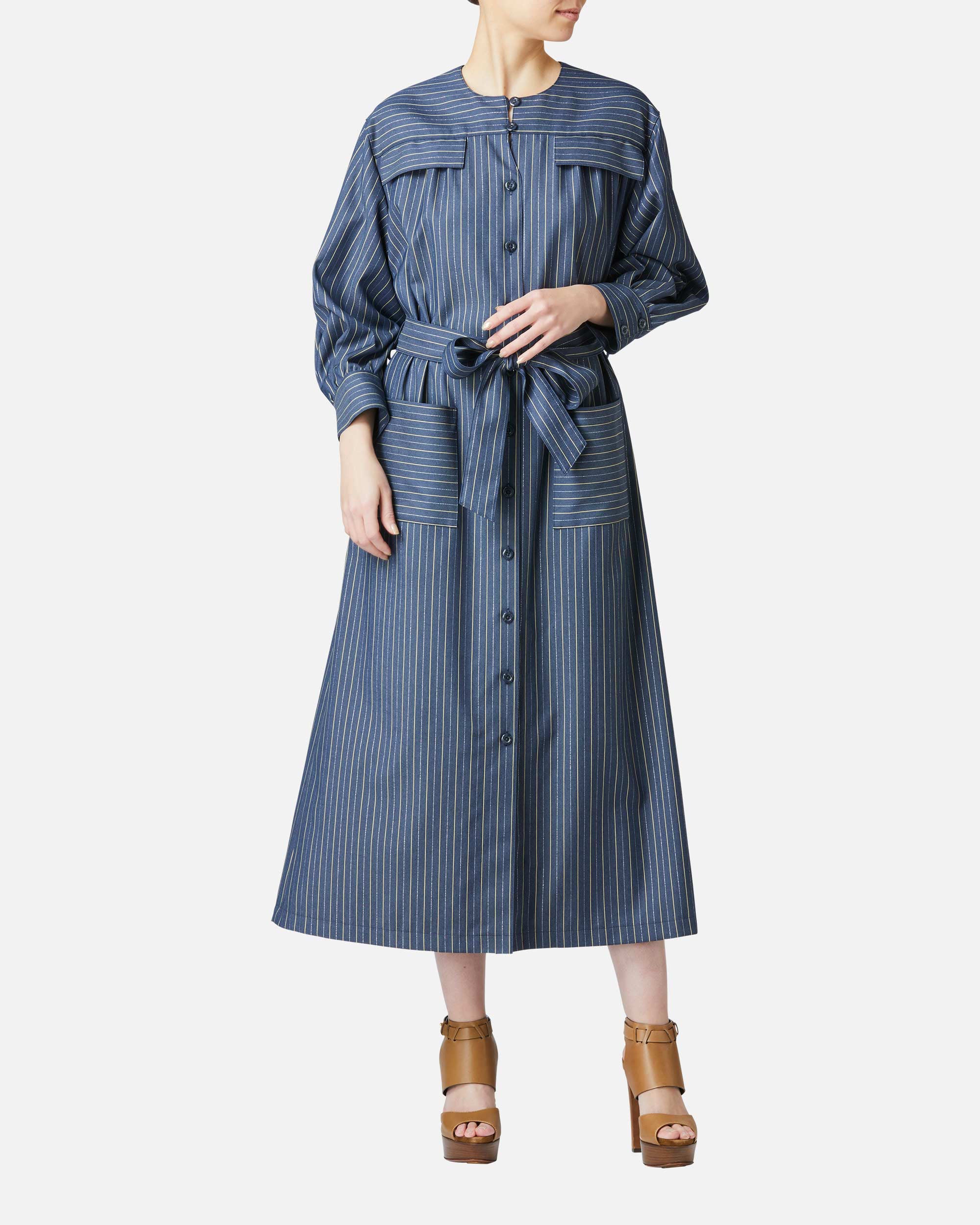 ストレッチツイルストライプワンピース / Striped Stretch Twill Dress
