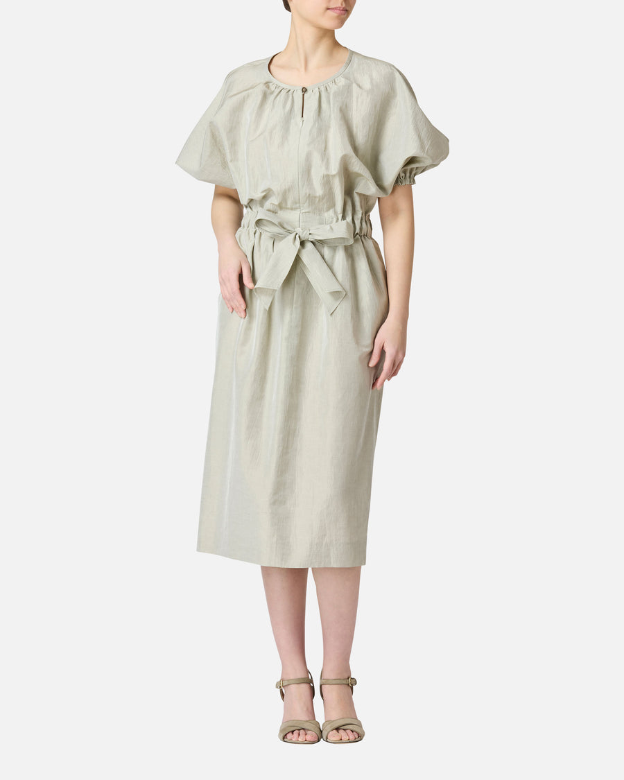 リボンギャザーワンピース / Gathered Waist Dress with Ribbon