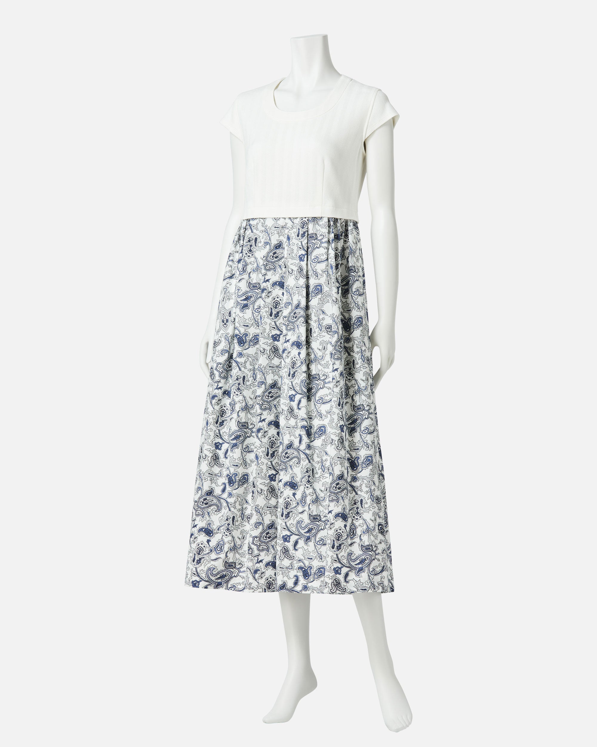 ジャージー×ペイズリープリントサマードレス / Jersey Summer Dress with Paisley Print
