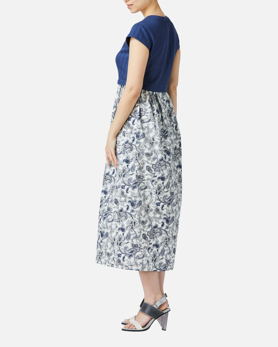 ジャージー×ペイズリープリントサマードレス / Jersey Summer Dress with Paisley Print