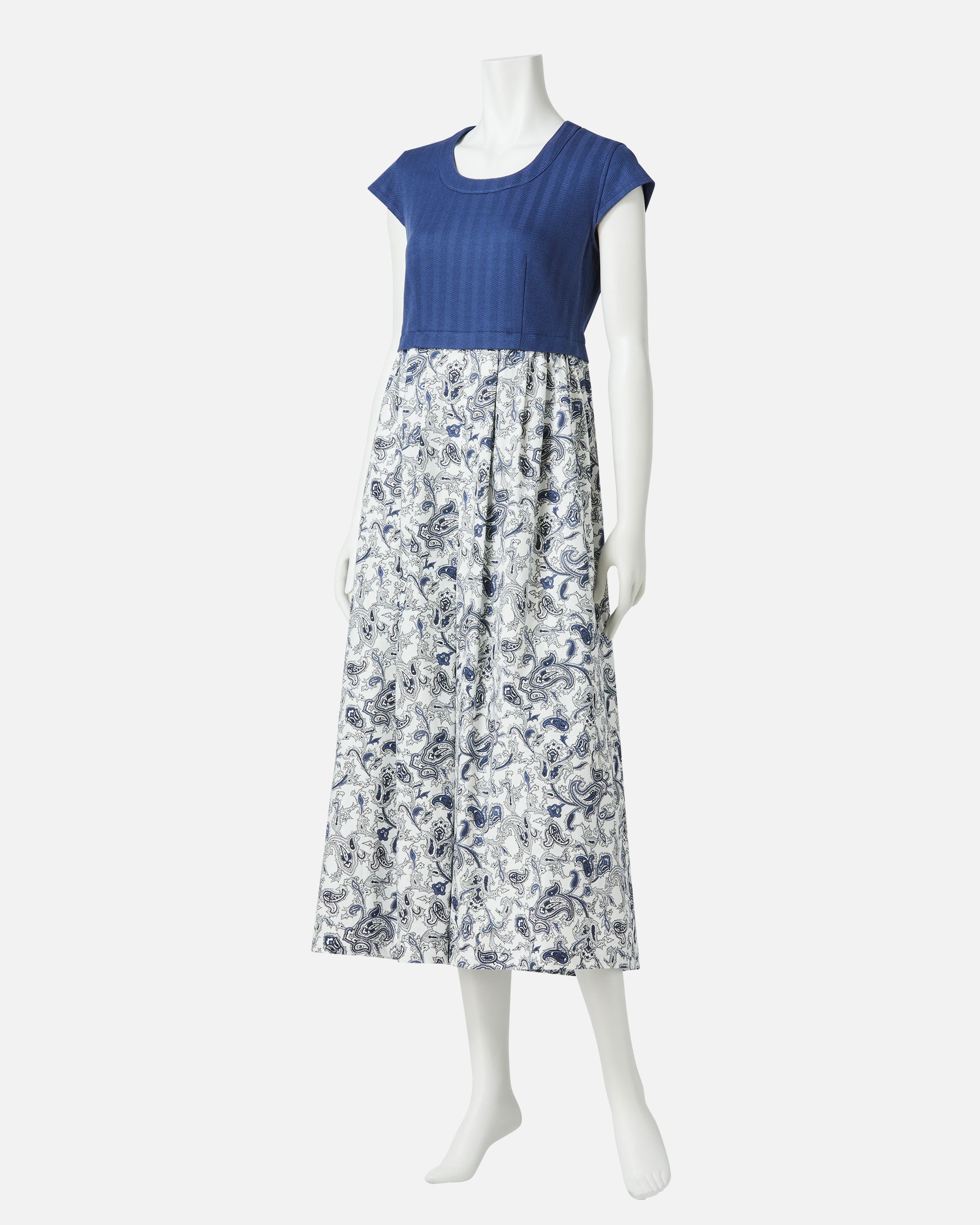 ジャージー×ペイズリープリントサマードレス / Jersey Summer Dress with Paisley Print