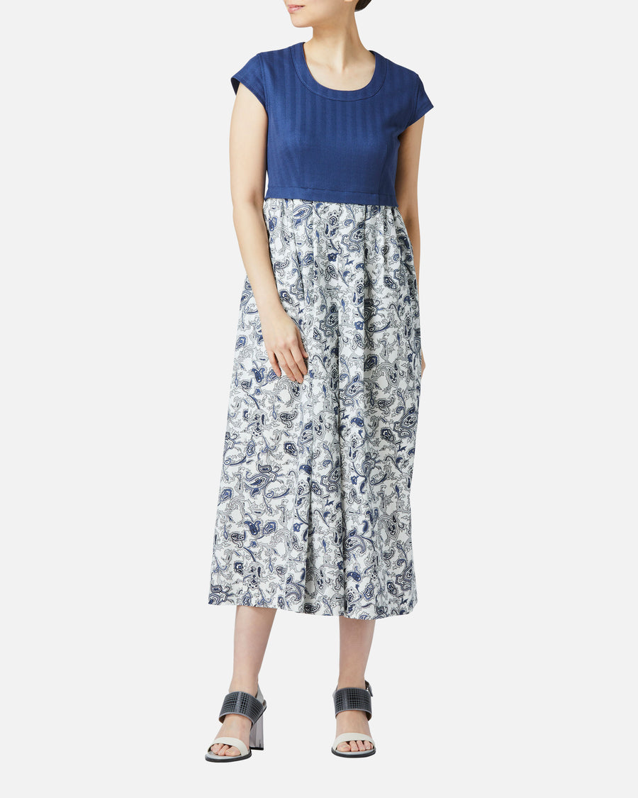 ジャージー×ペイズリープリントサマードレス / Jersey Summer Dress with Paisley Print