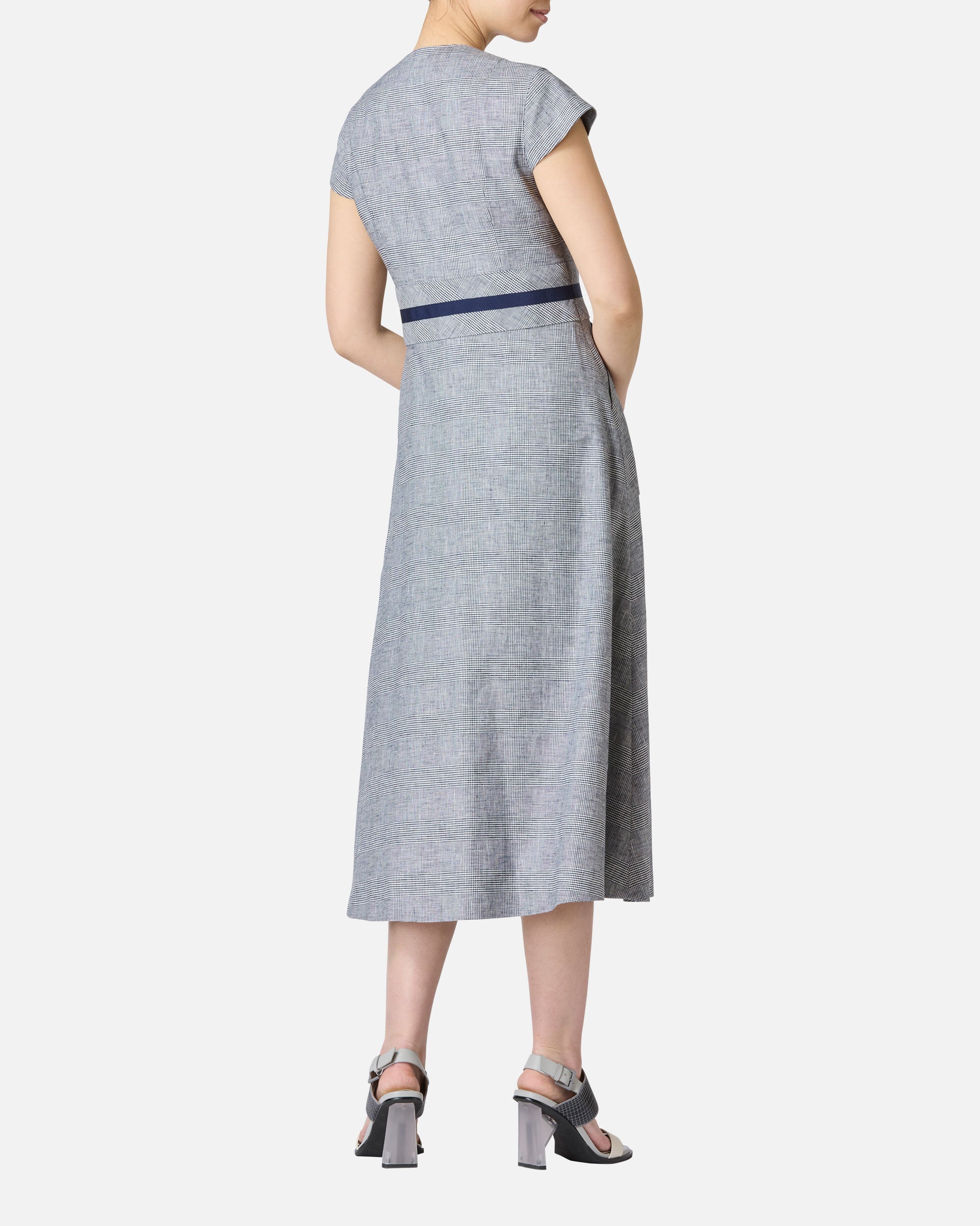 グレンチェックフロントボタンサマードレス / Glen Check Front Button Closure Summer Dress