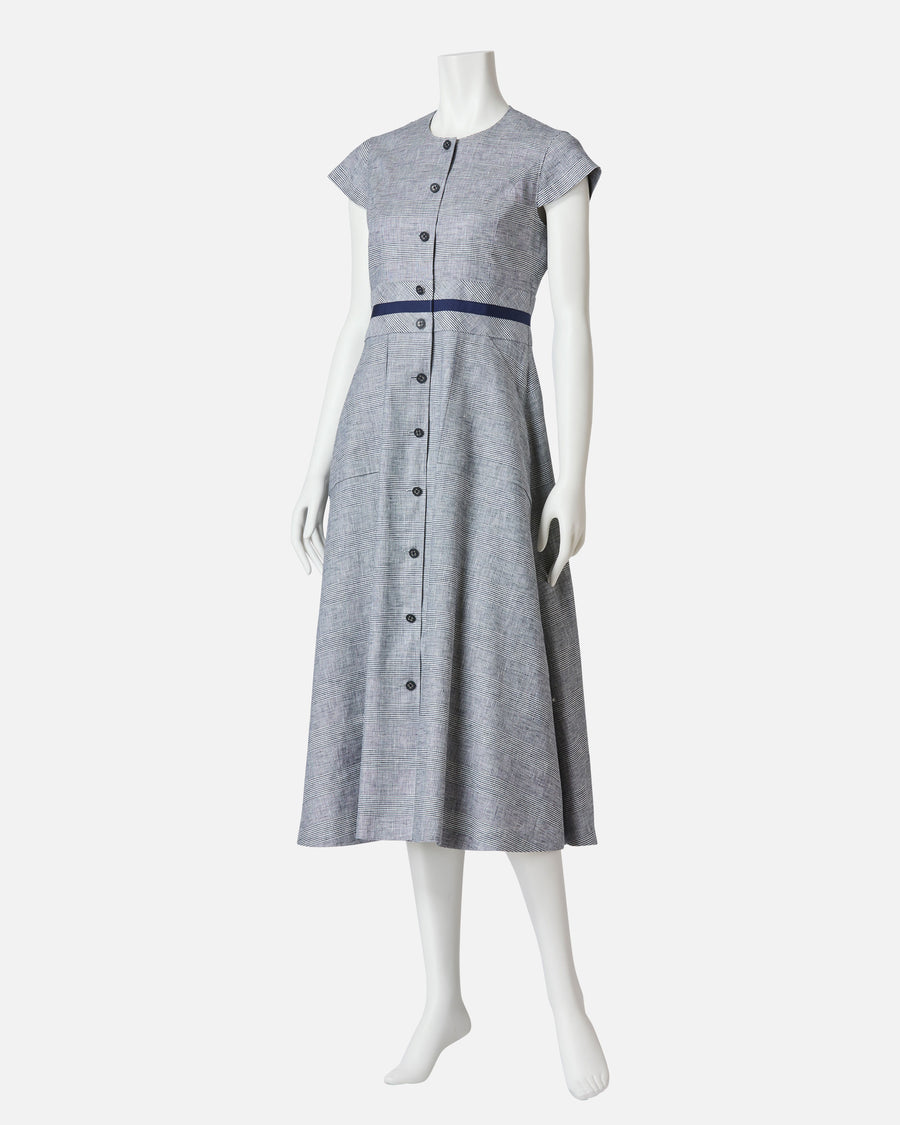 グレンチェックフロントボタンサマードレス / Glen Check Front Button Closure Summer Dress