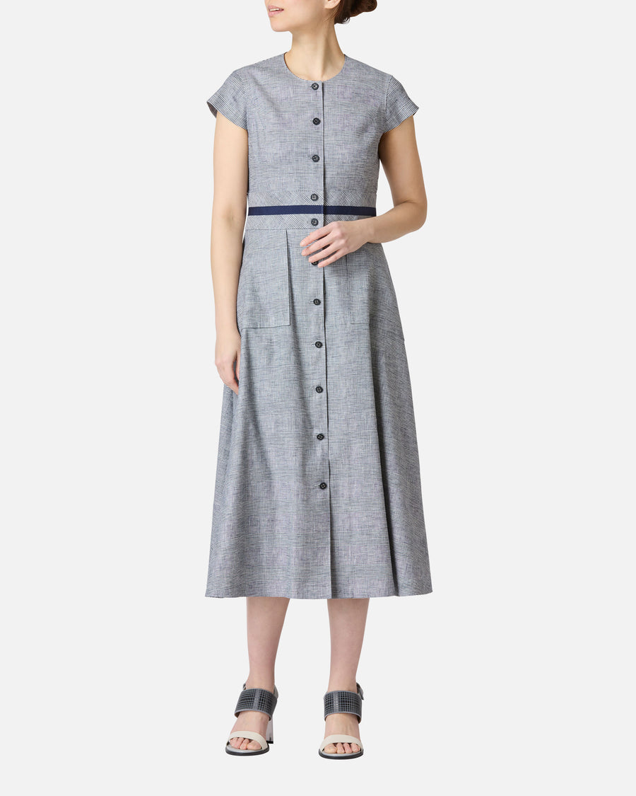 グレンチェックフロントボタンサマードレス / Glen Check Front Button Closure Summer Dress