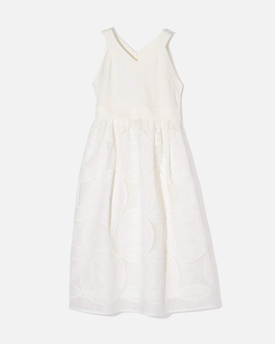 ニット×コットンローンエンブロイダリー サマードレス / Knit × Cotton Lawn Embroidery Summer Dress