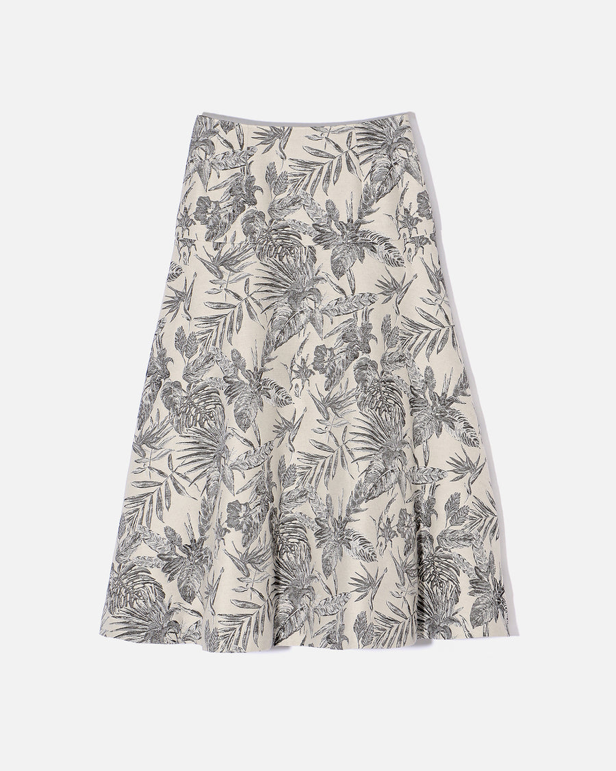 コットンポリエステルジャカード フレアスカート / Cotton Polyester Jacquard Flared Skirt